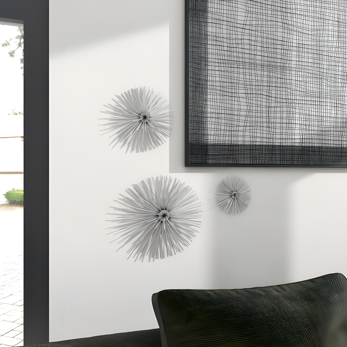 Metal 3D Short Spike Starburst Home Wall Decor
