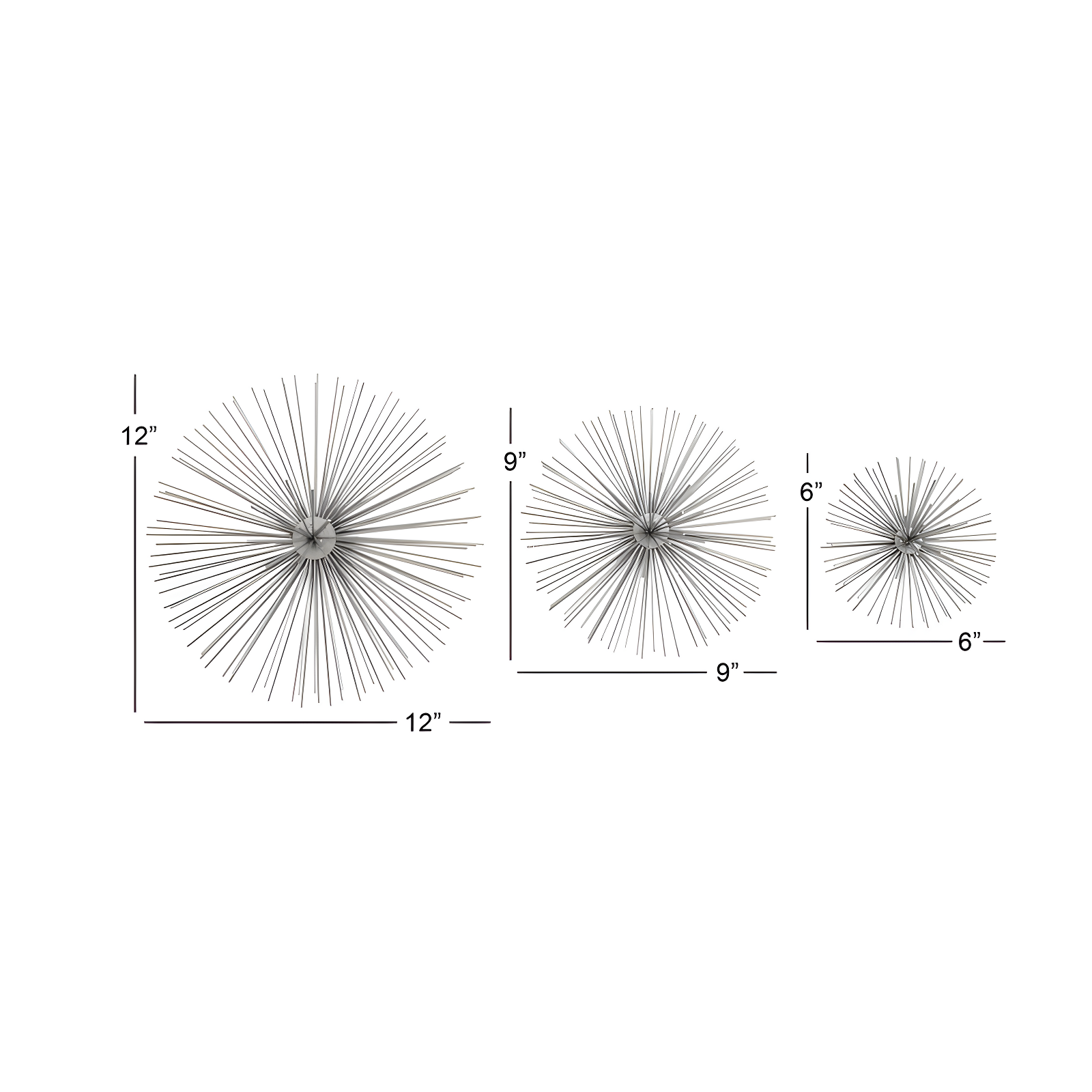 Metal 3D Short Spike Starburst Home Wall Decor