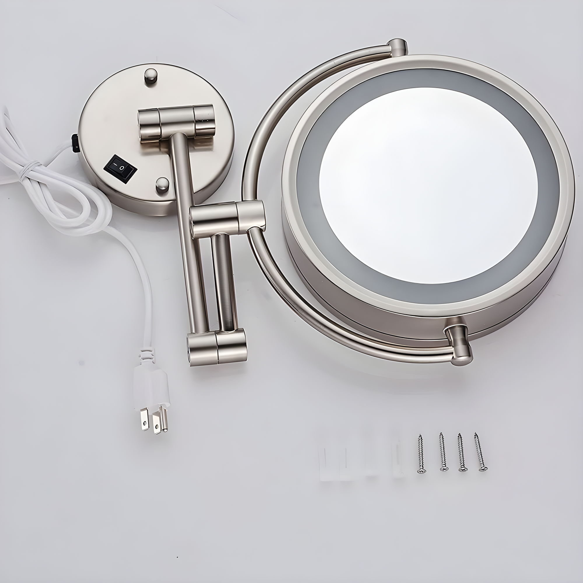8.5 Inch Wall Makeup Mirror with 3 Tones LED Lights,Double Sided Vanity Mirror for Bathroom 10X Magnification,Plug Powered (Black/10X)