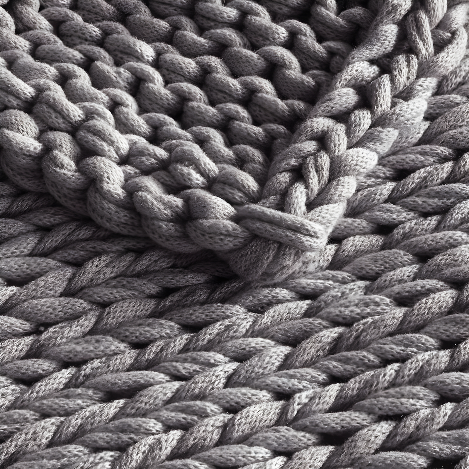 50"x60" Chunky Double Knit Handmade Throw Blanket Charcoal - Madison Park: Acrylic, Modern Style, All Ages