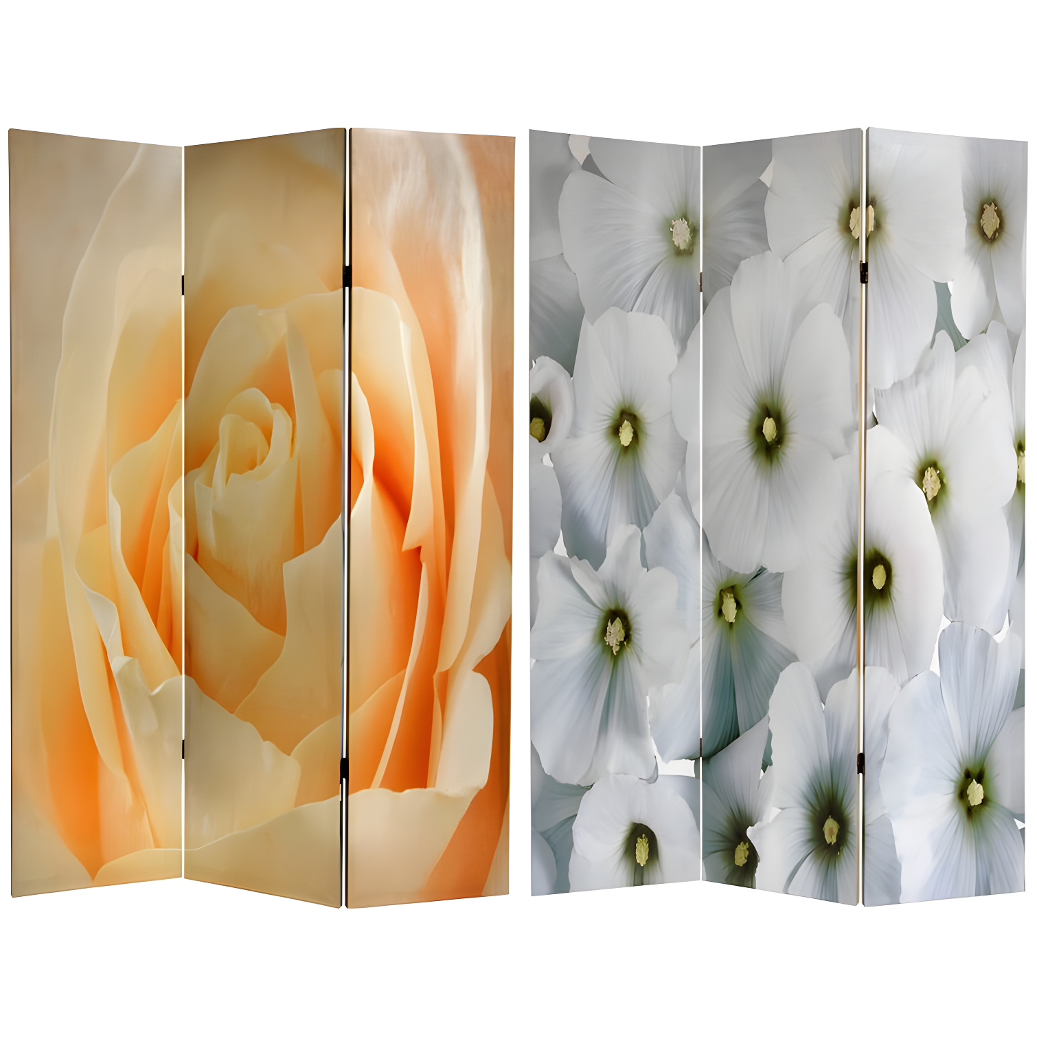 Red Lantern 6 ft. Tall Floral Double Sided Room Divider, 71 inches high and 3 Panels wide