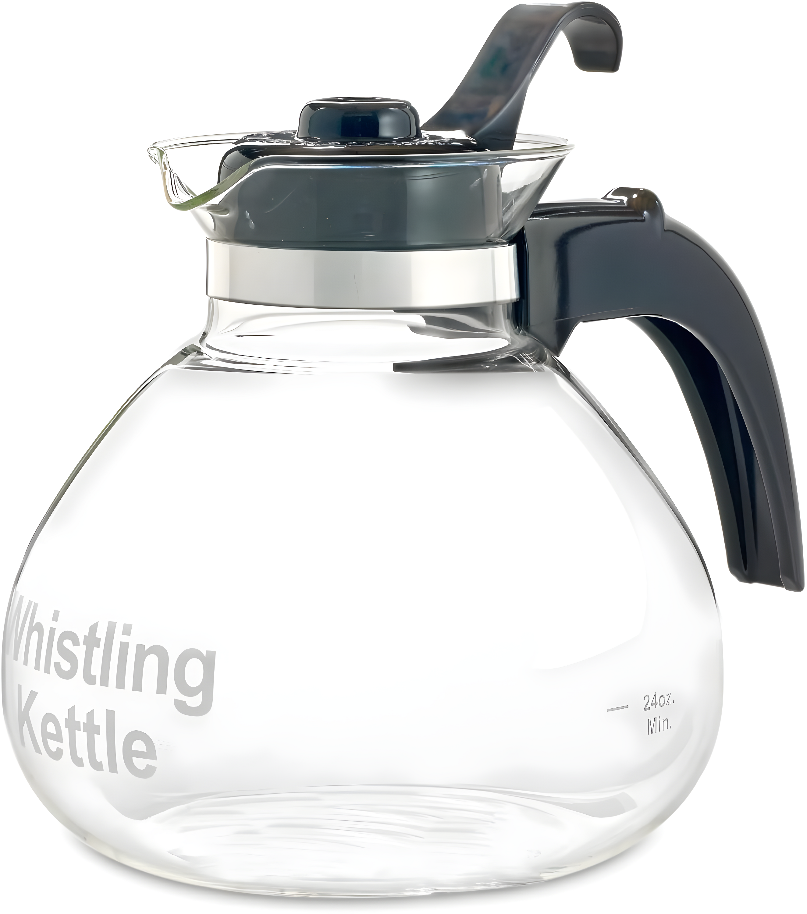 Café Brew Collection Clear Glass Whistling Tea Kettle, to Purely Brew Tea With No Metallic Taste or Other Carafe Flavors, 12 Cup Capacity