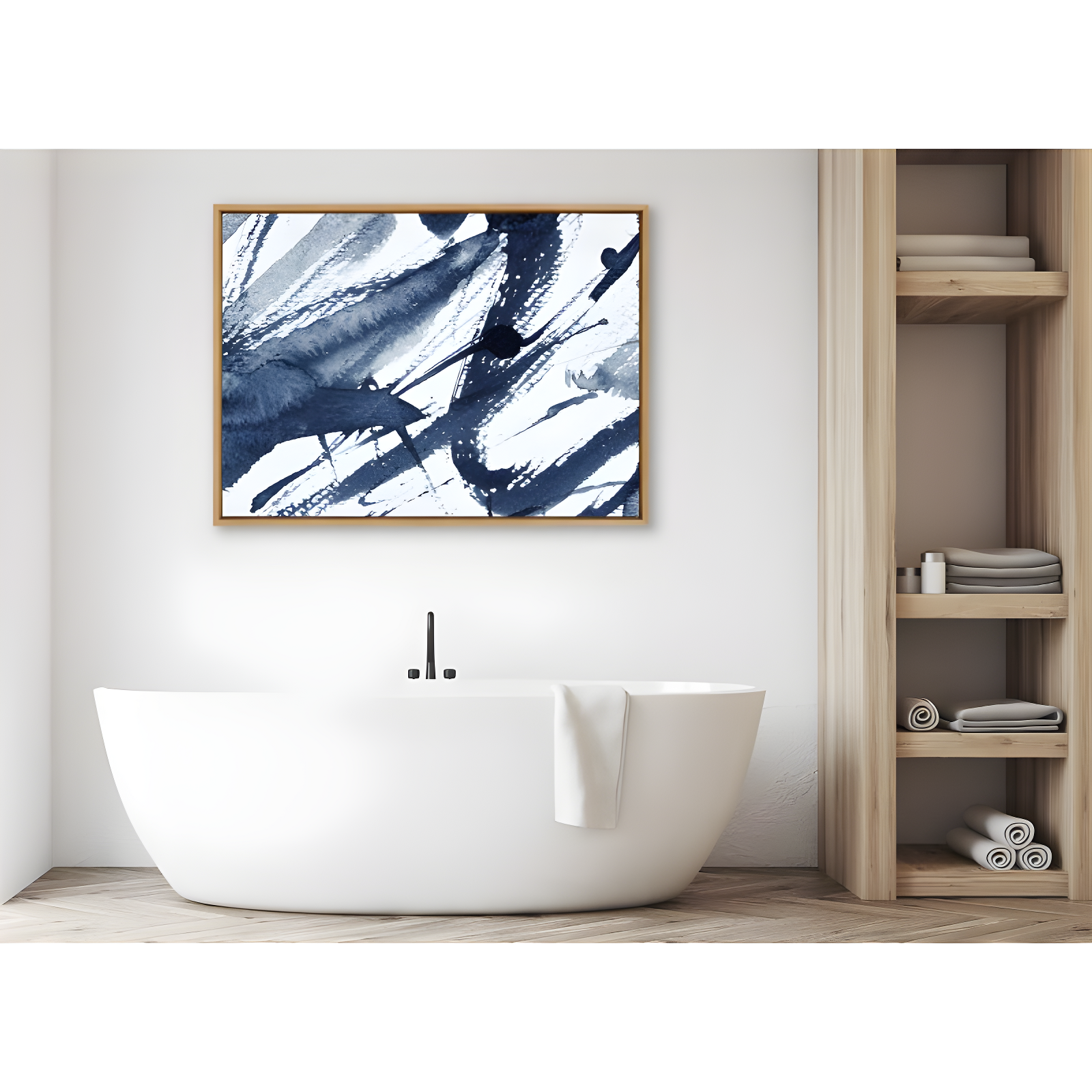 Kate & Laurel All Things Decor 31.5"x41.5" Sylvie Indigo Watercolor Framed Wall Art by Amy Peterson Natural Modern Blue Abstract Wall Art