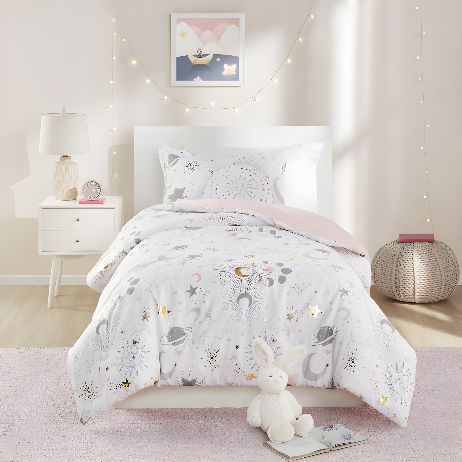 Intelligent Design Kids Celia Starry Sky Metallic Print Comforter Set