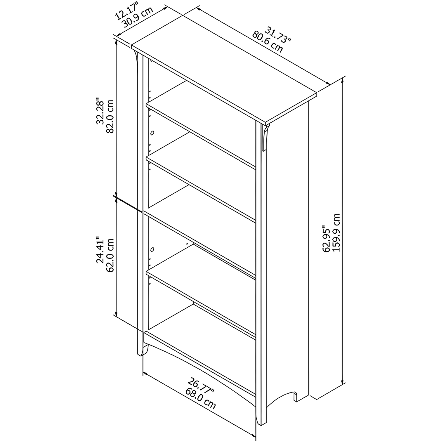 Khadesha 5 Shelf 63" Standard Bookcase