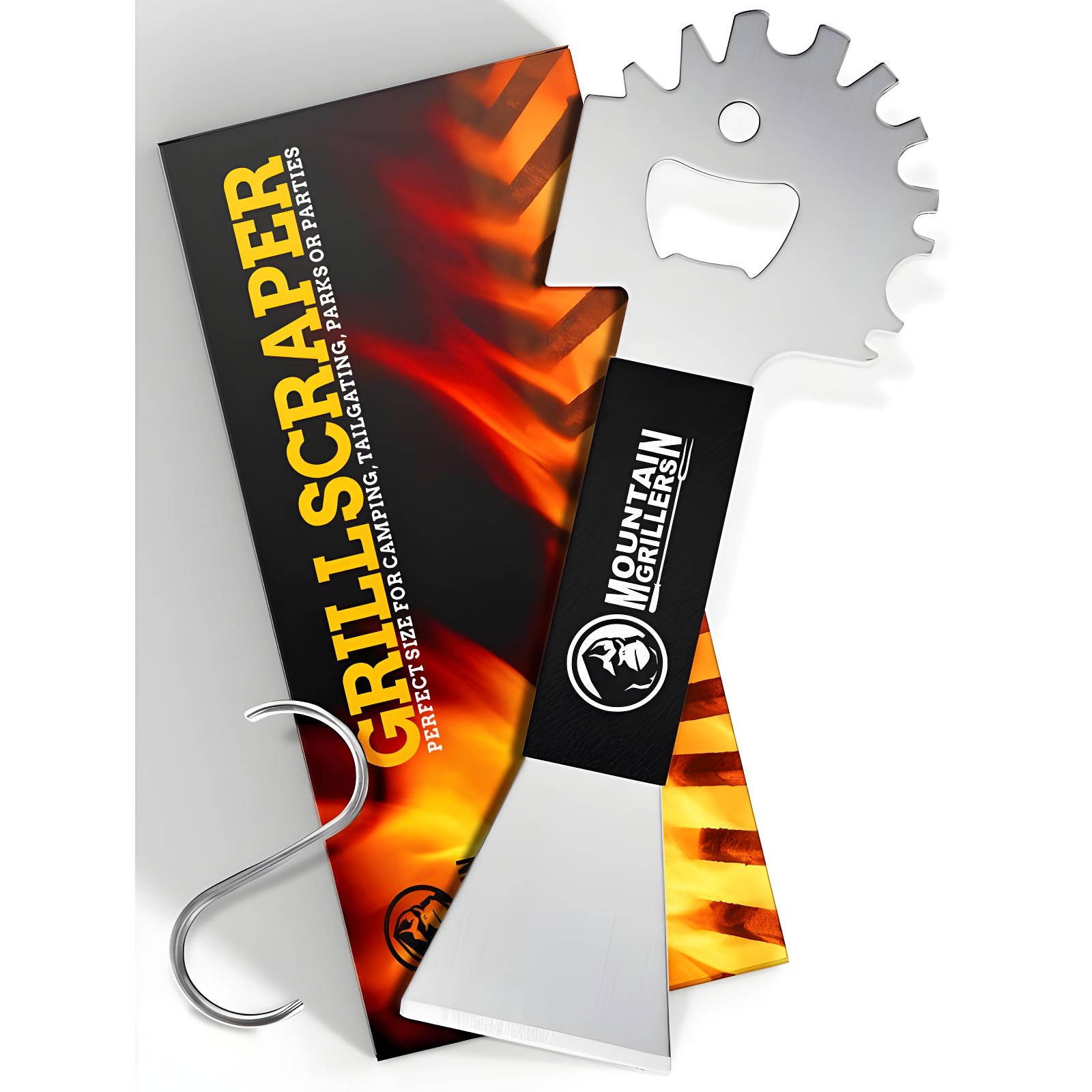 Mountain Grillers BBQ Grill Grate Scraper - Silver