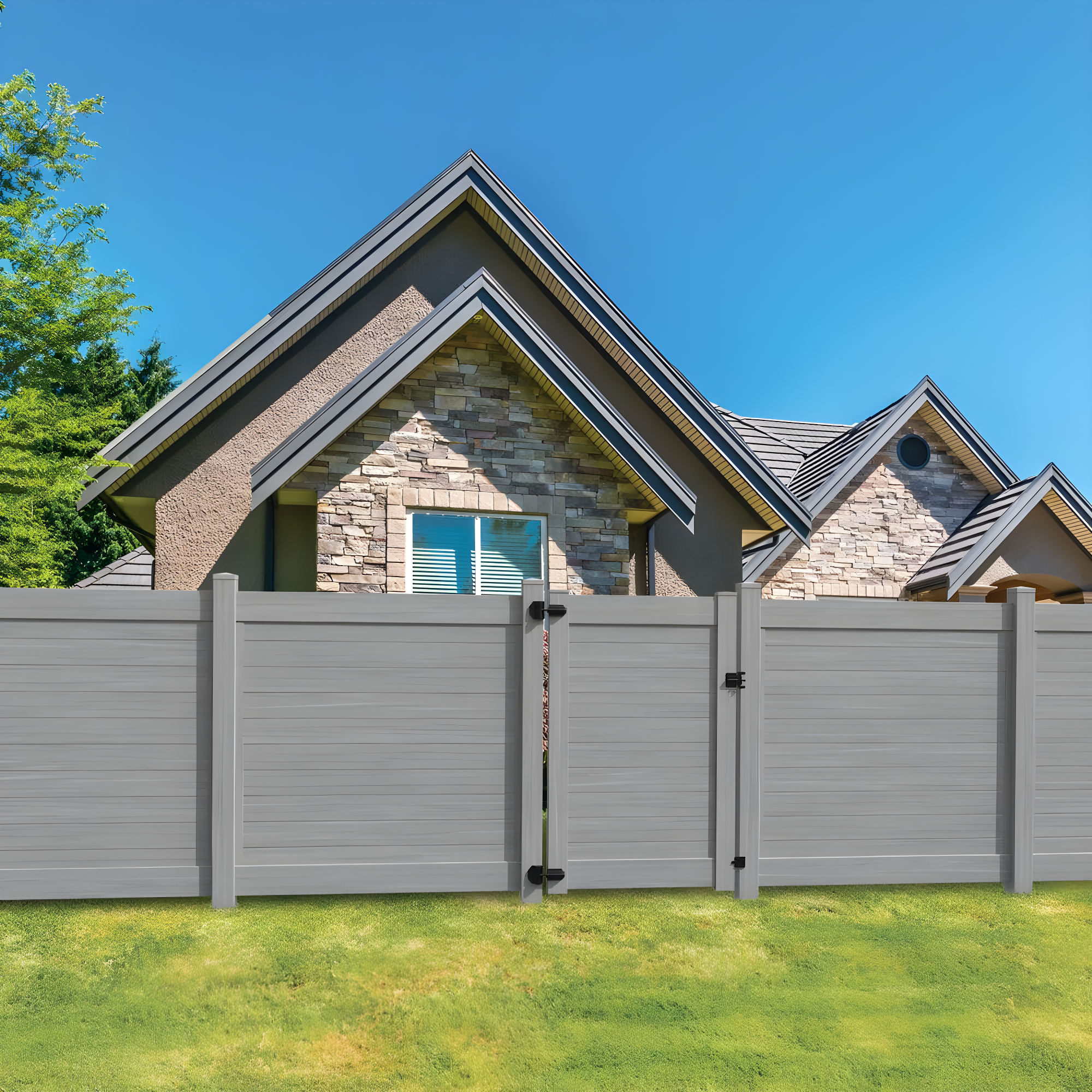 Barrette Outdoor Living Horizontal Fence Driftwood Vinyl Privacy Panel Kit