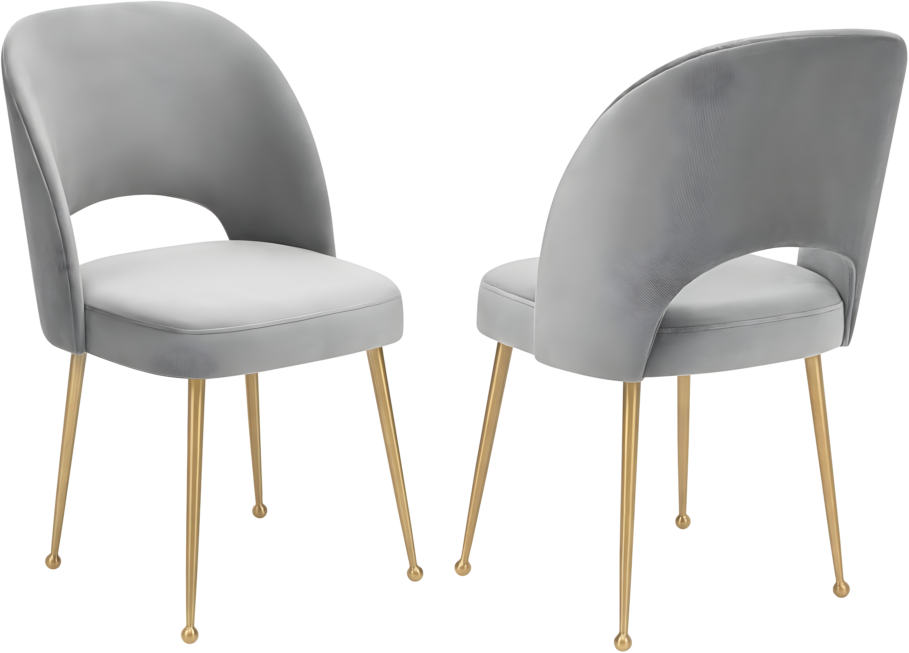 TOV Furniture Swell Light Grey Velvet Dining Chair with Gold Legs