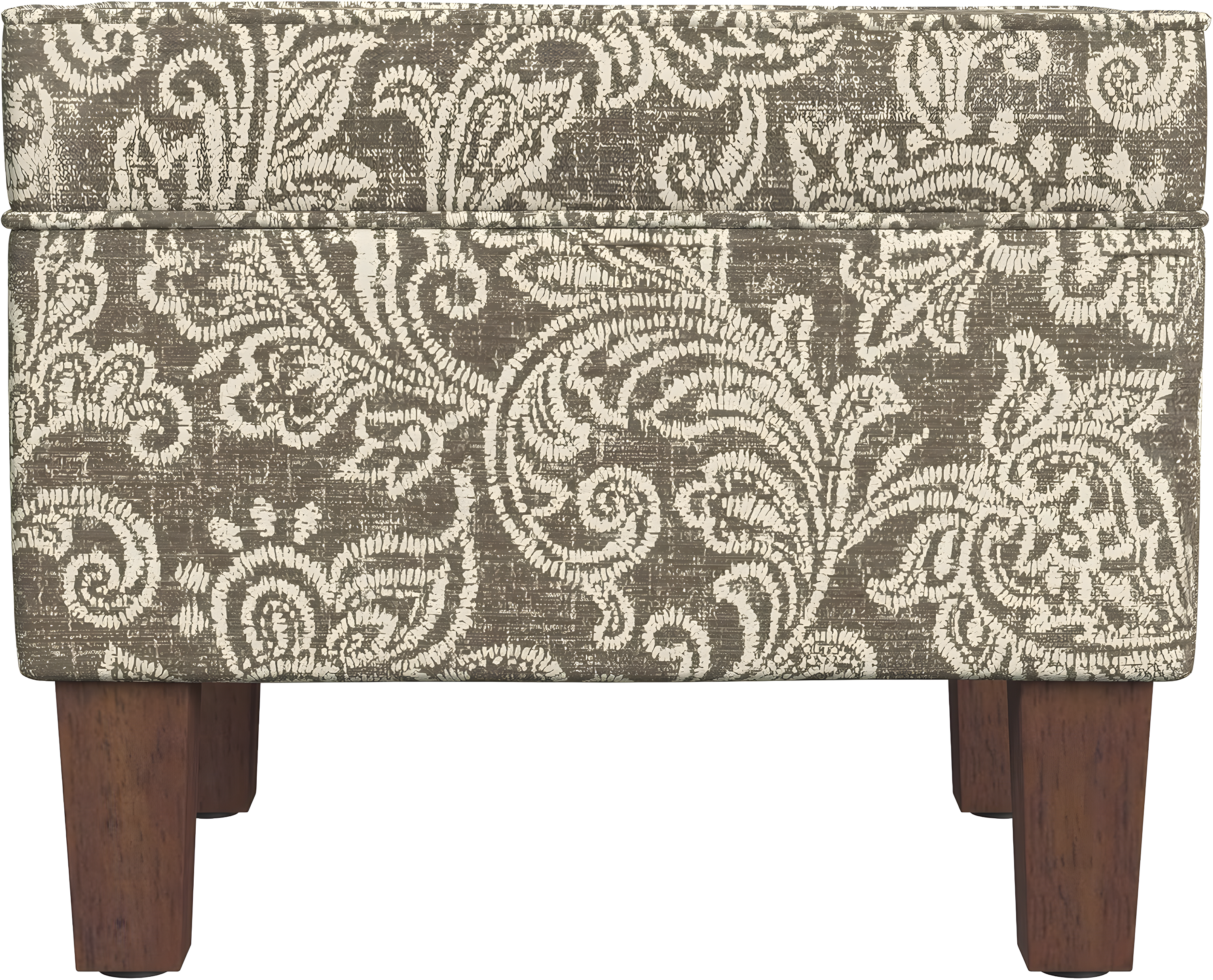 HomePop Medium Storage Ottoman Brown : Upholstered Footstool, Floral Pattern, Hardwood Frame