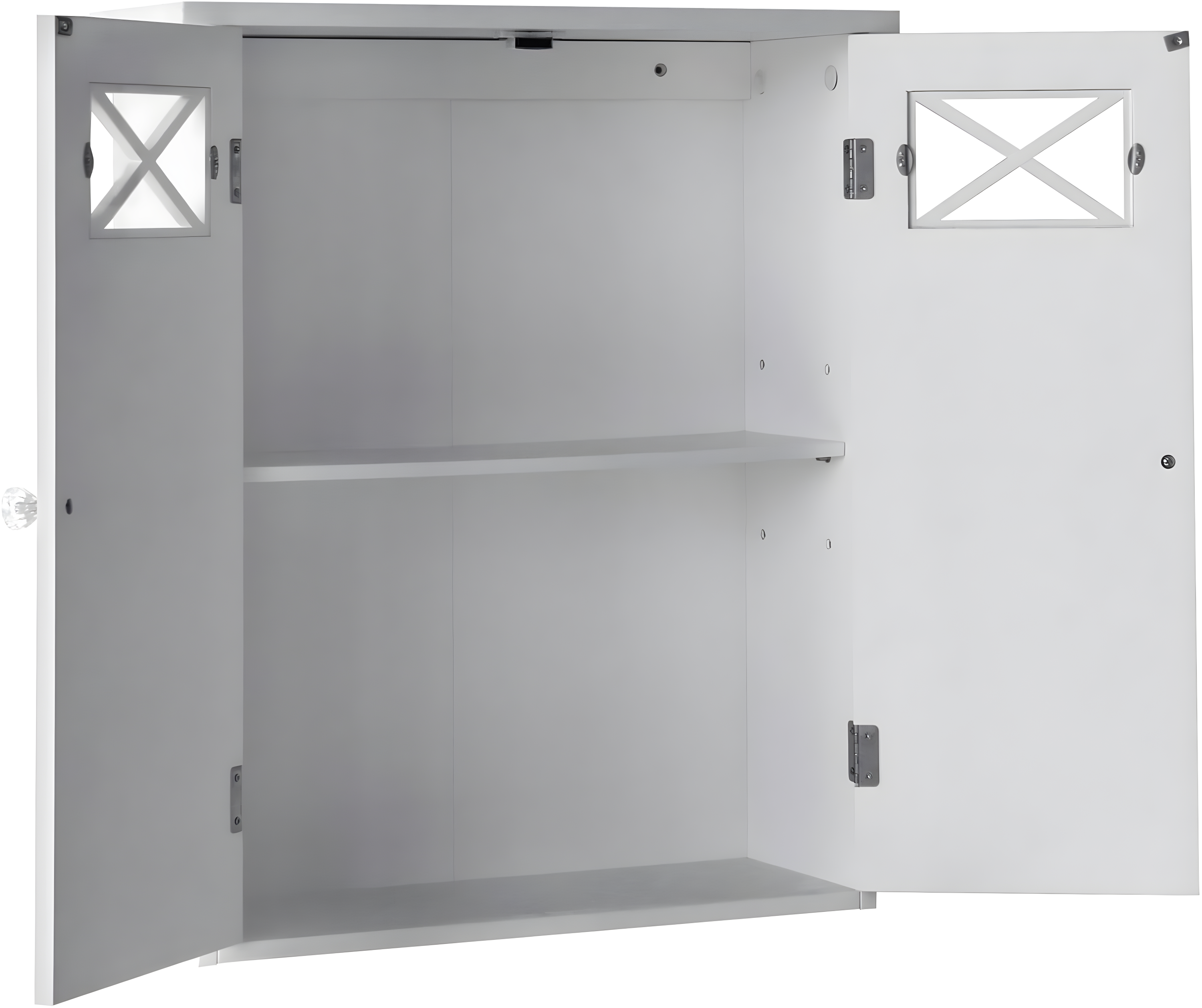 Dawson Two Doors Wall Cabinet White - Elegant Home Fashions: Traditional Style, Semi-Gloss Finish, Bathroom Storage