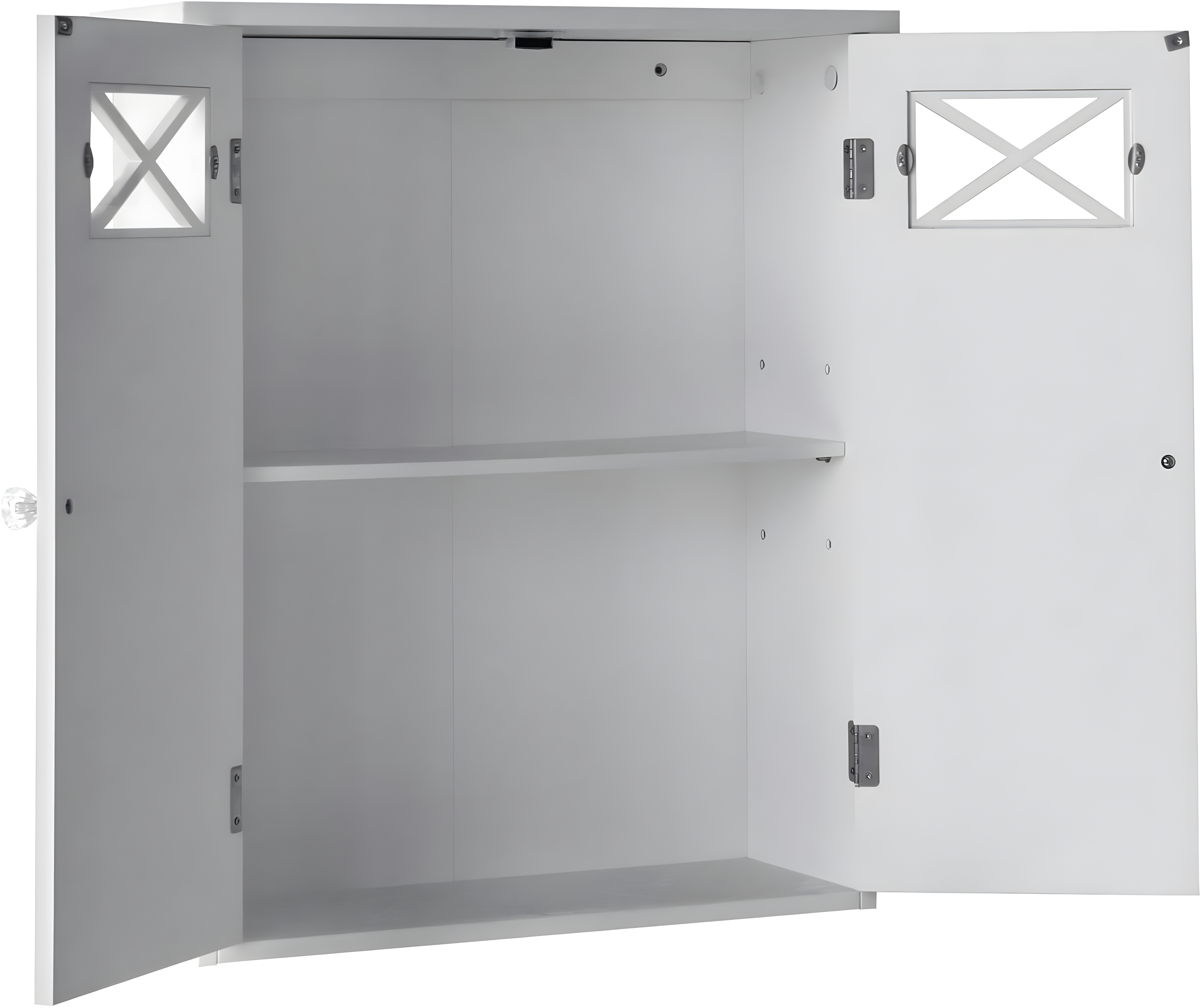 Dawson Two Doors Wall Cabinet White - Elegant Home Fashions: Traditional Style, Semi-Gloss Finish, Bathroom Storage