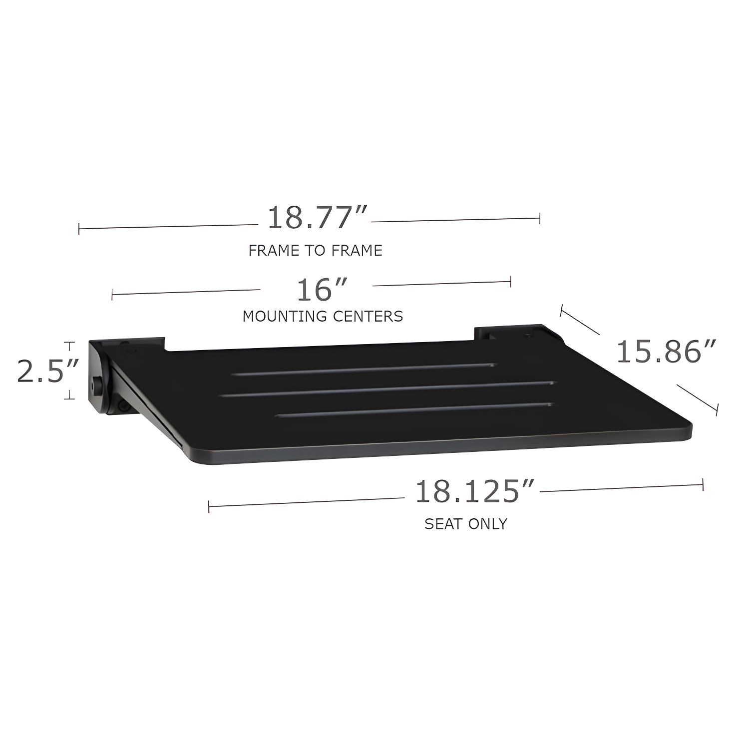 Seachrome SHAFSL-185155-PBS-S-MB SlimLine Folding Shower Bench Seat