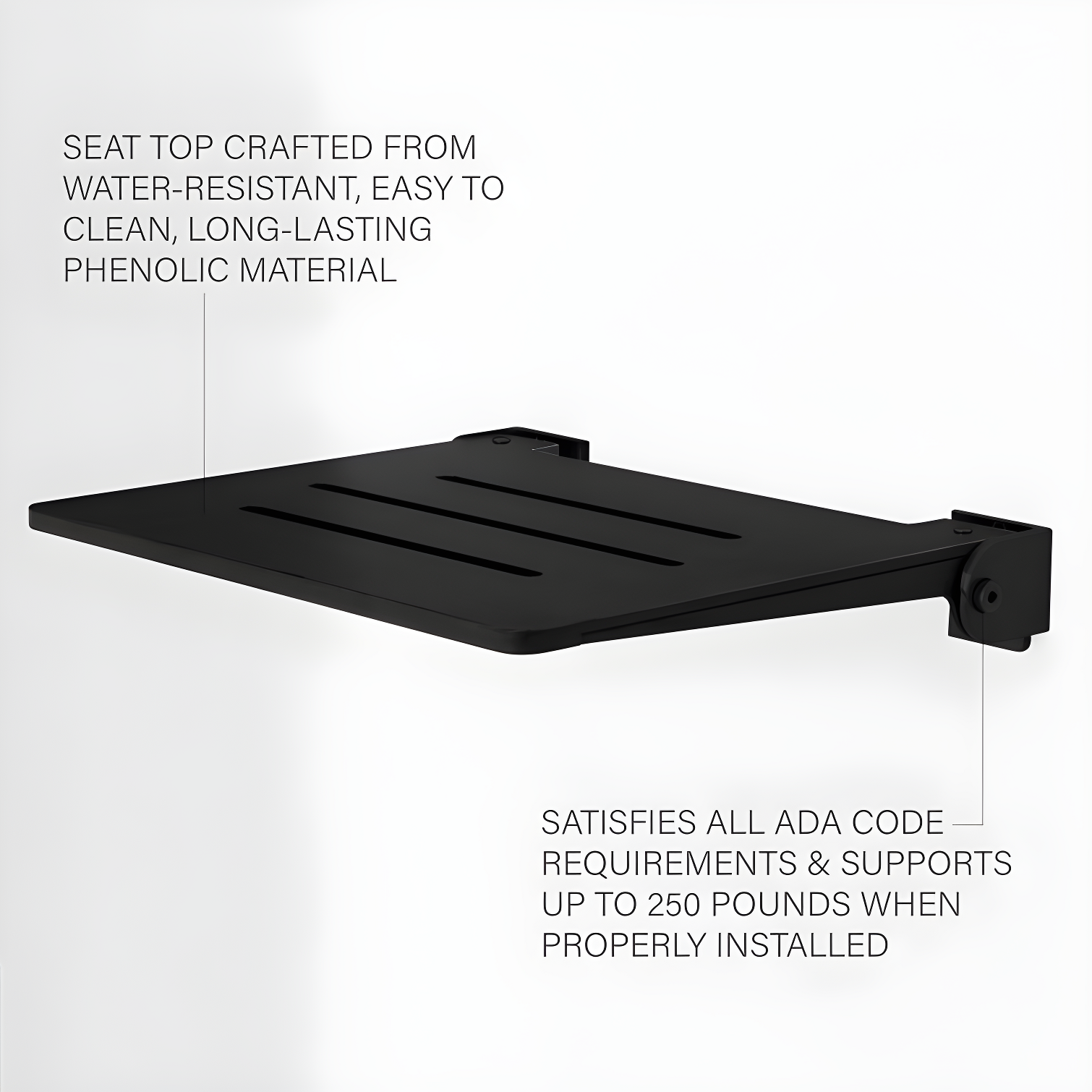 Seachrome SHAFSL-185155-PBS-S-MB SlimLine Folding Shower Bench Seat