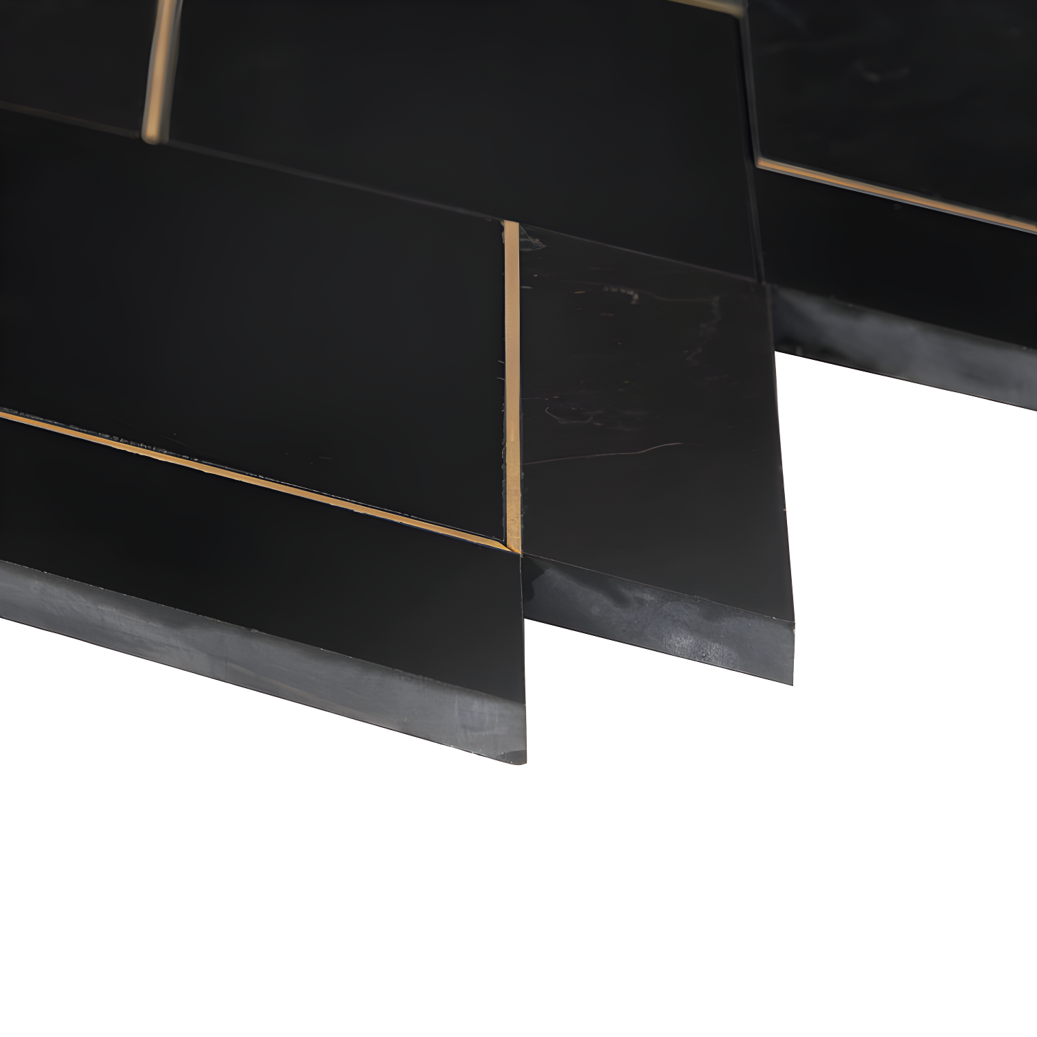 Mehko 11.81 in. x 14.96 in. Polished Marble and Brass Wall Tile
