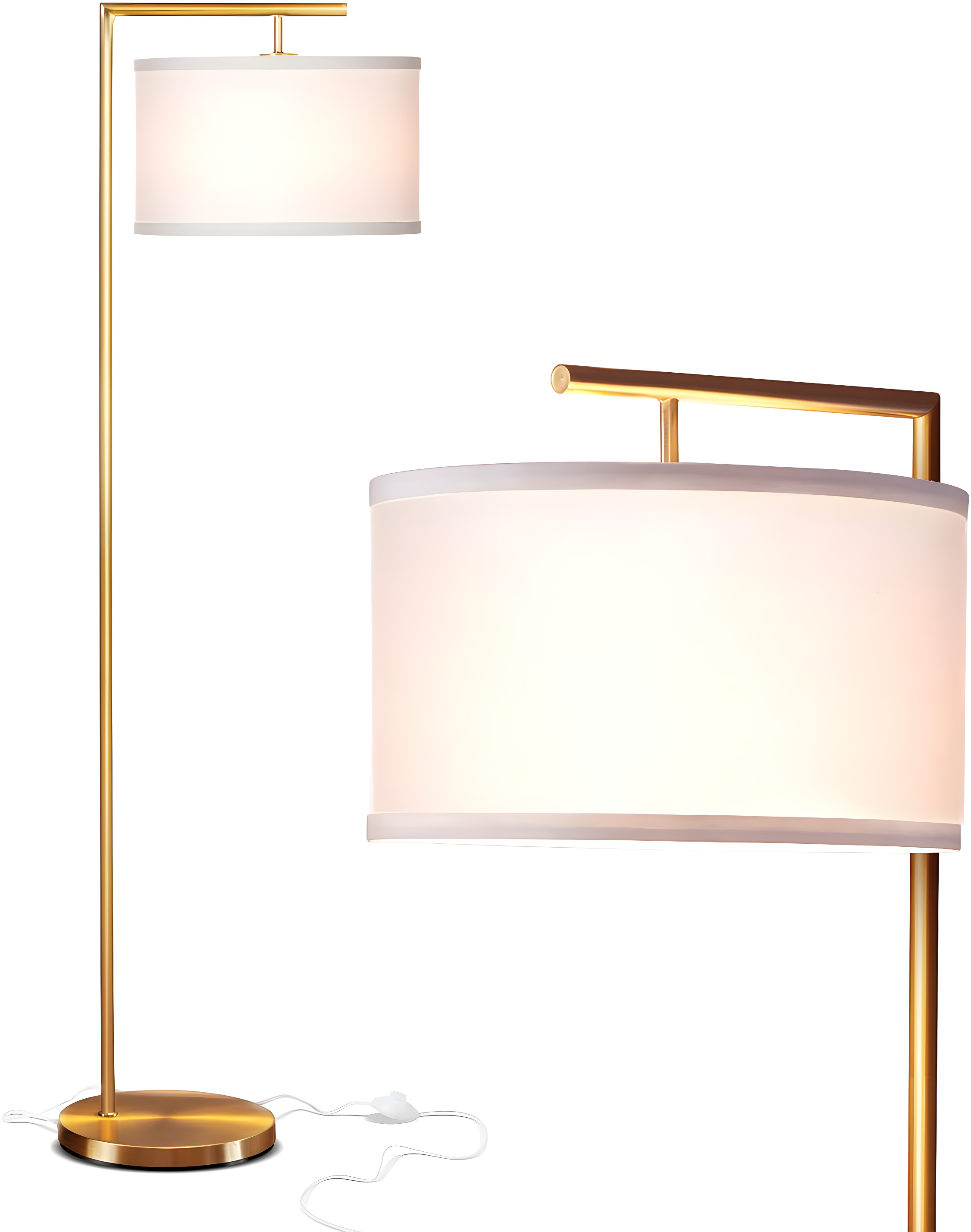 Montage Modern 60 in. Mid-Century Modern LED Floor Lamp with Fabric Drum Shade