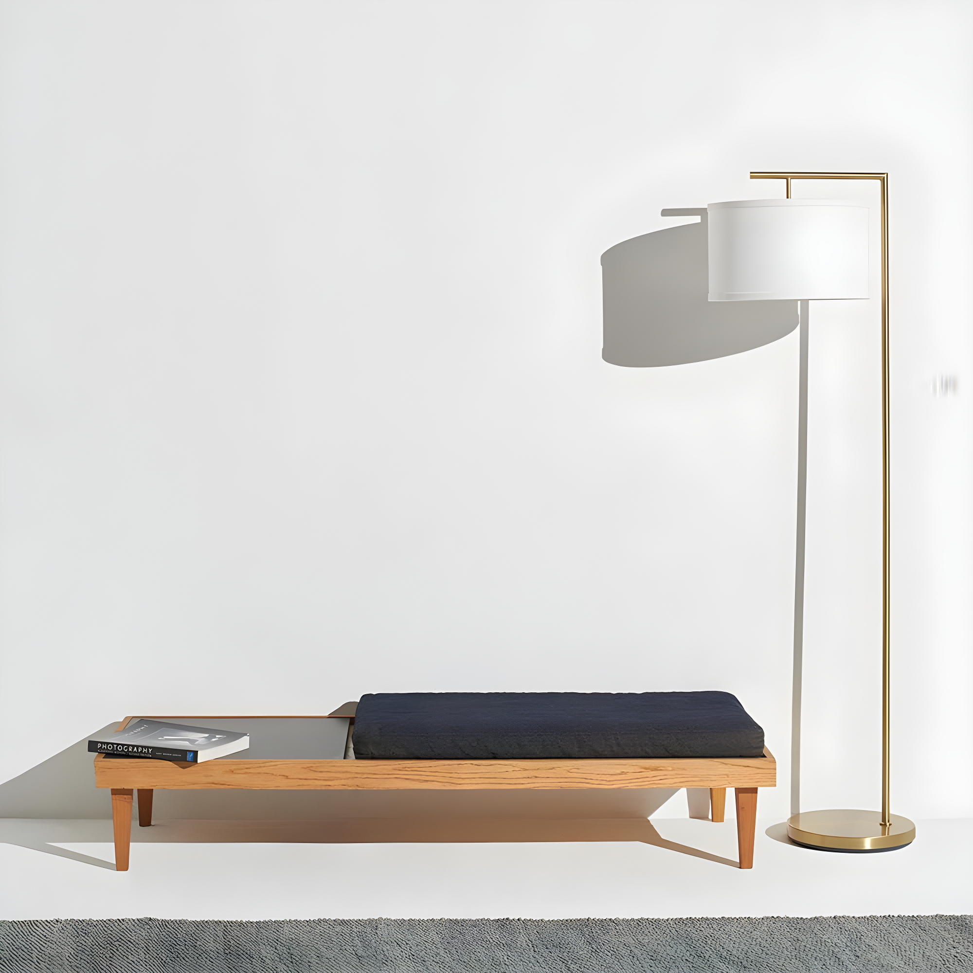 Montage Modern 60 in. Mid-Century Modern LED Floor Lamp with Fabric Drum Shade