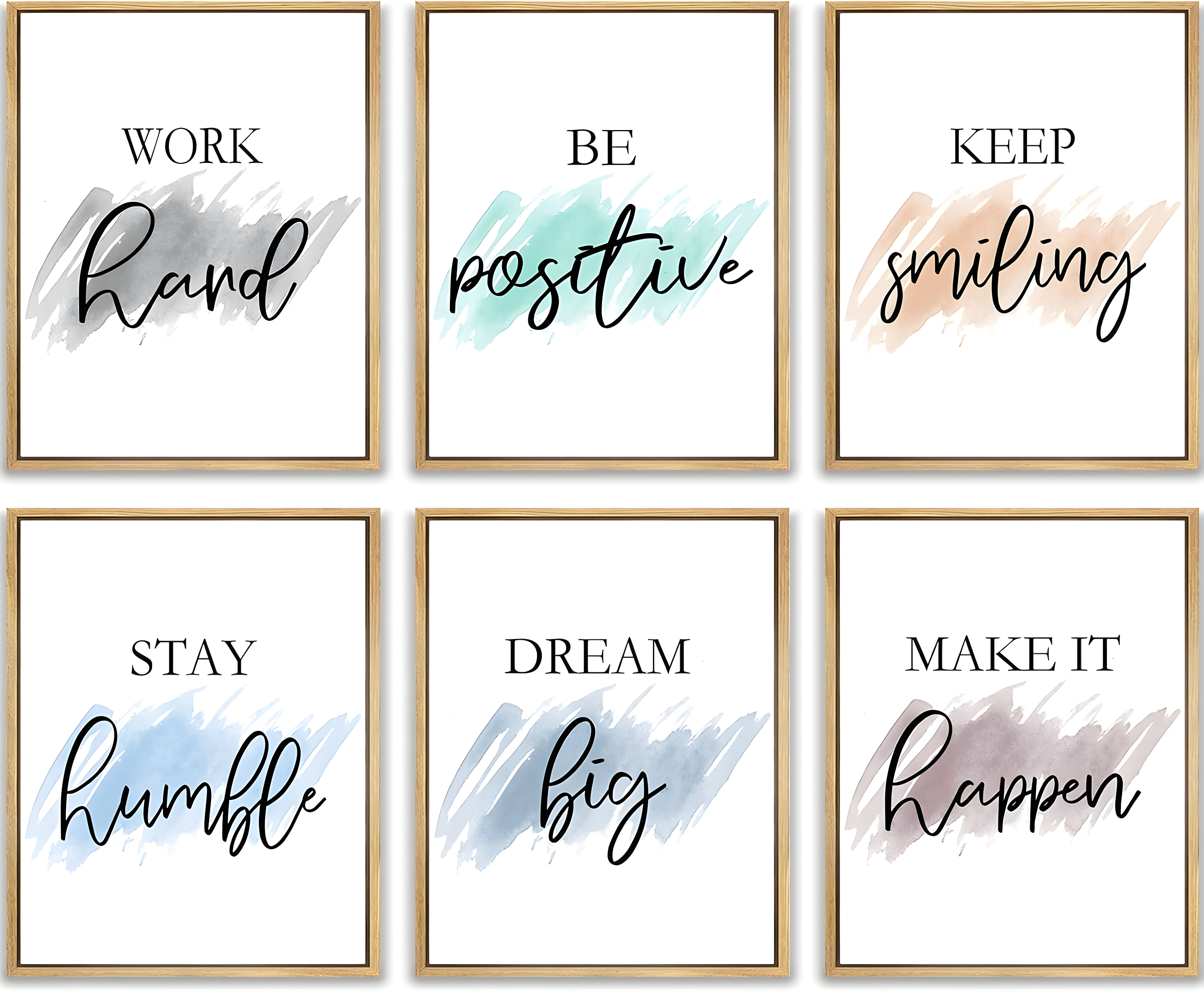 Red Barrel Studio® Inspirational Wall Art, Framed Motivational Canvas Wall Art Positive Quote For Living Room Bedroom Office, Stretched Ready To Hang (Set Of 6, 8X10in, Framed)