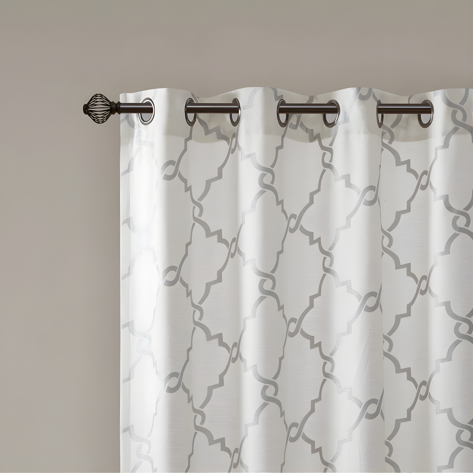Madison Park Fretwork Print Grommet Top Single Window Curtain Panel