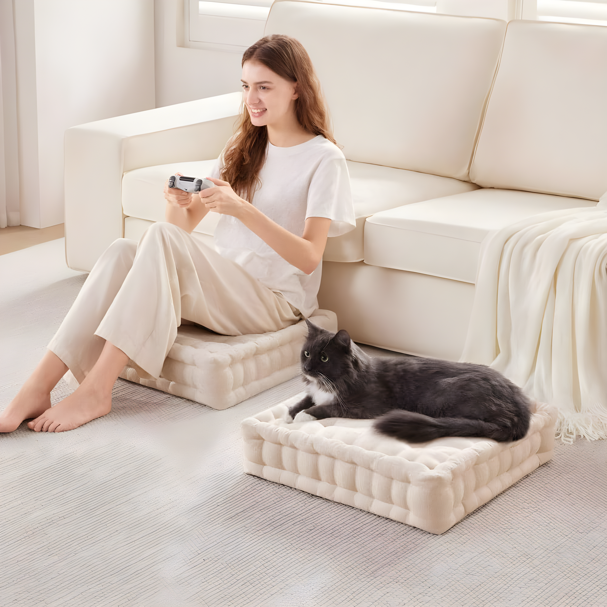 Intelligent Design Azza Poly Chenille Square Floor Pillow Cushion
