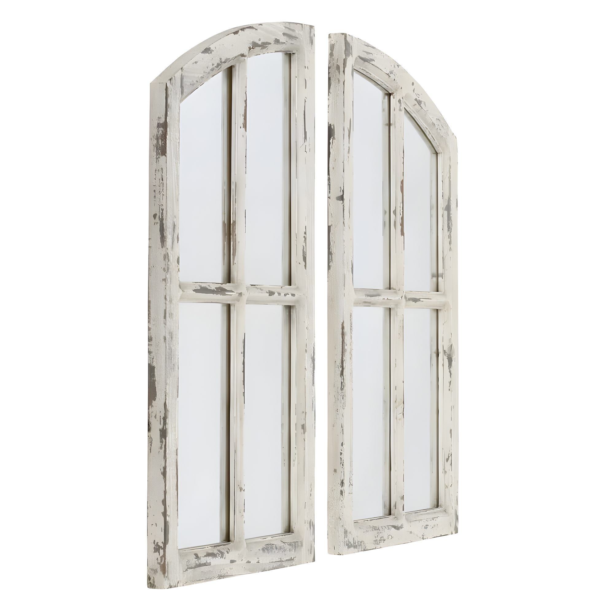 Jolene Arch Window Pane Mirrors Off-White 27" x 15" (Set of 2) by Aspire