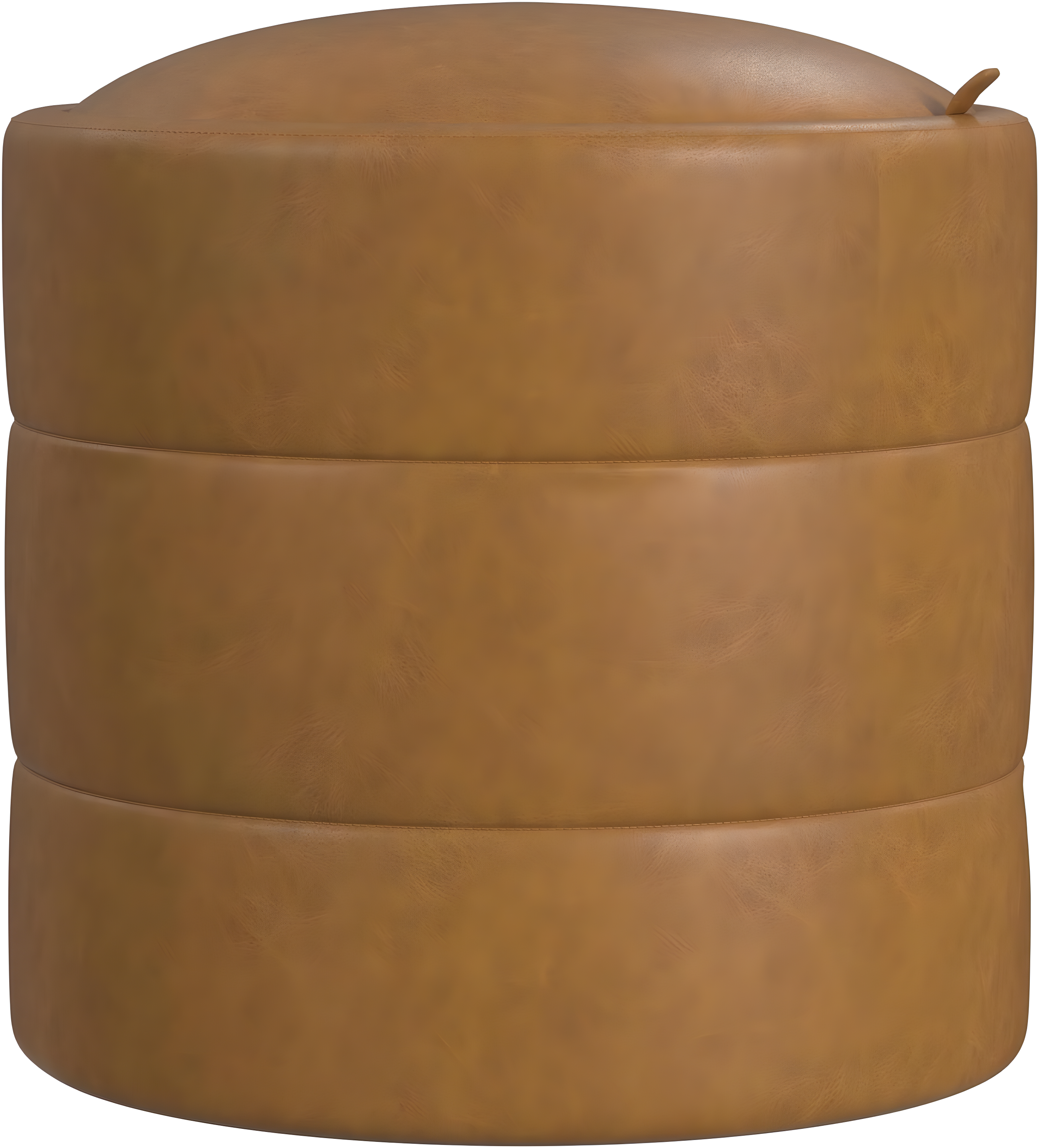 HomePop Storage Round Ottoman Caramel: Upholstered Vanity Stool, Footrest with MDF Frame