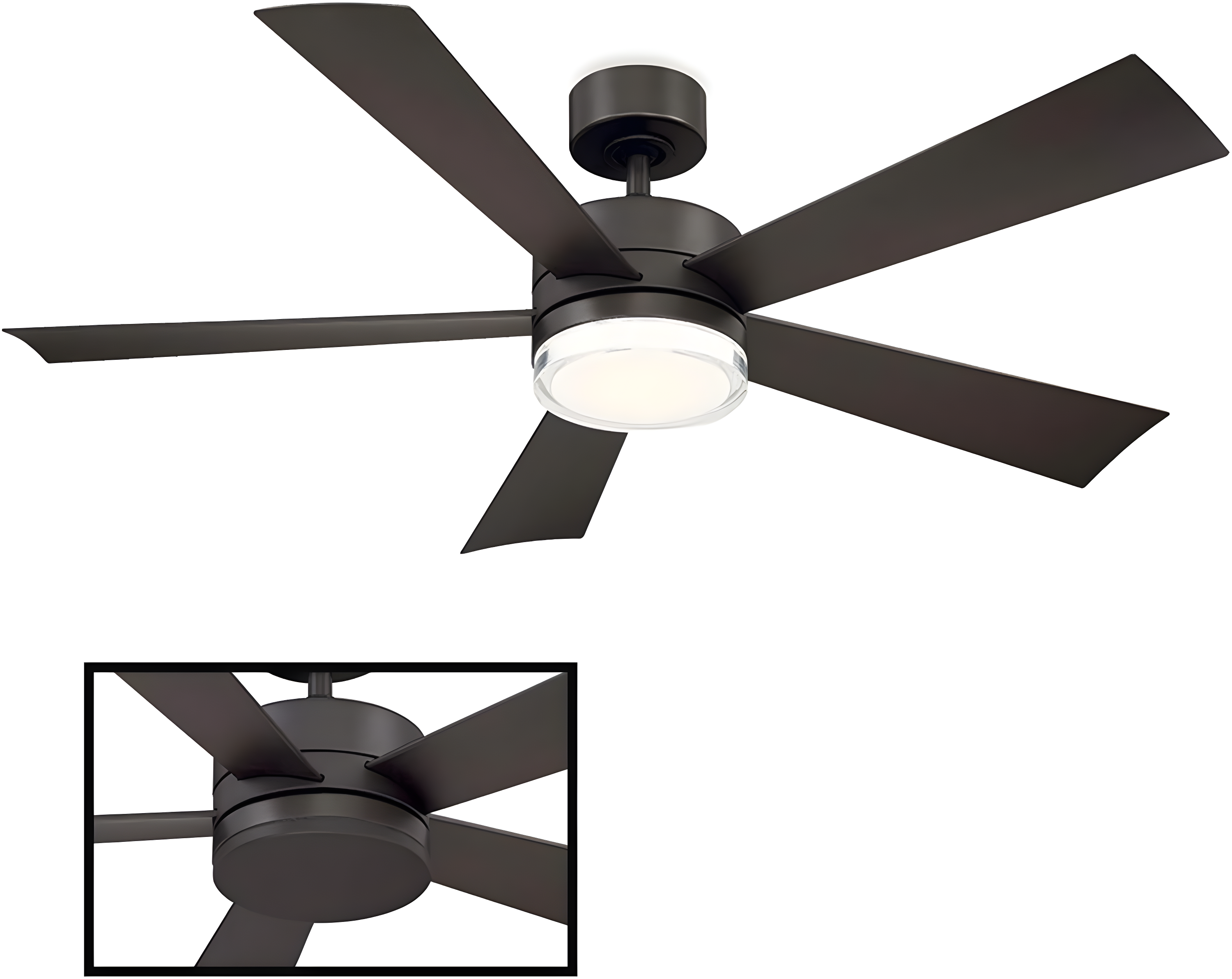 Wynd 5 - Blade Outdoor /Indoor Smart Ceiling Fan with Remote Control and LED Light Kit Included, Works With Alexa and iOS or Android App