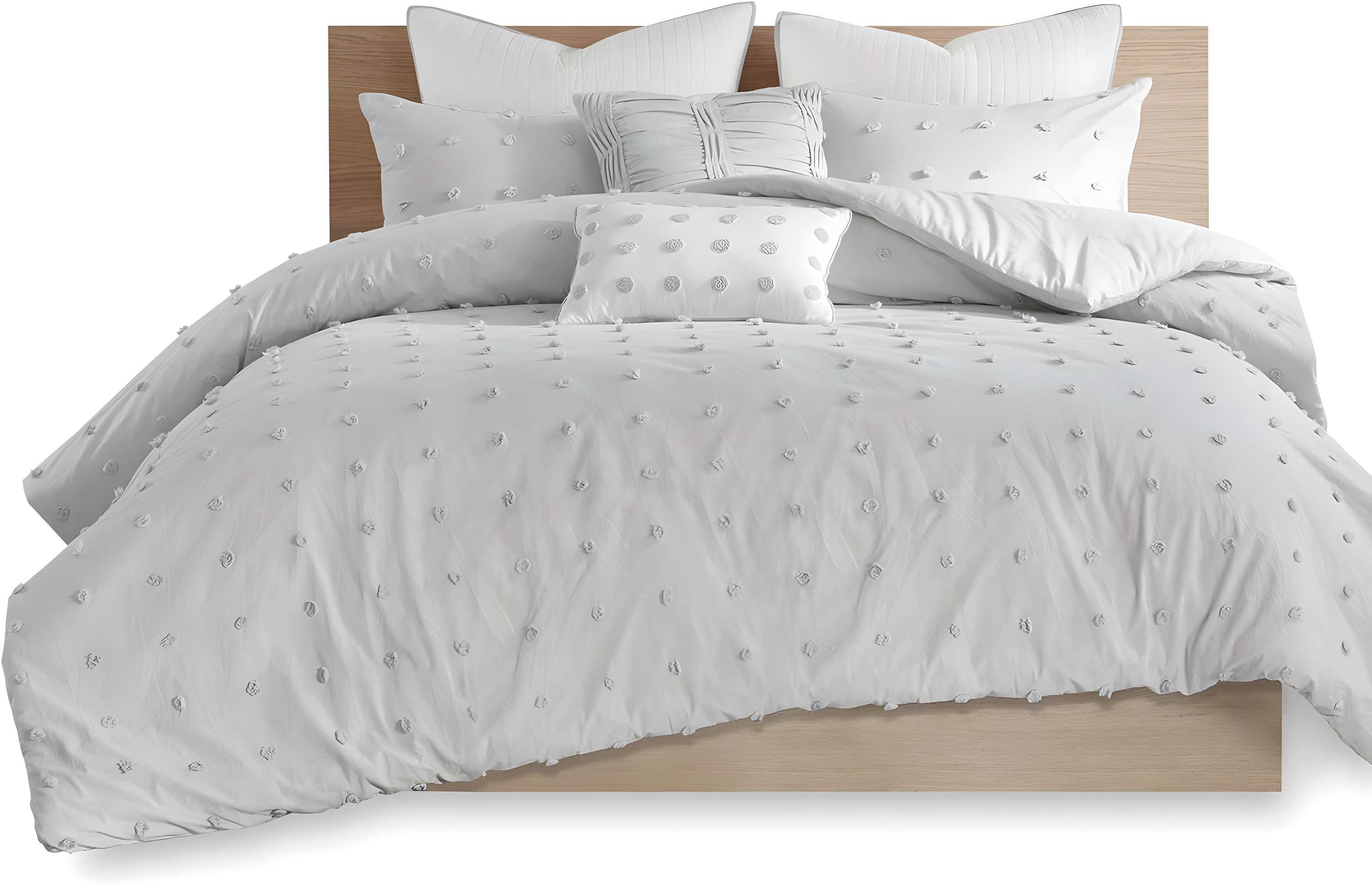 Intelligent Design Brooklyn Cotton Jacquard Duvet Cover Set with Euro Shams and Throw Pillows