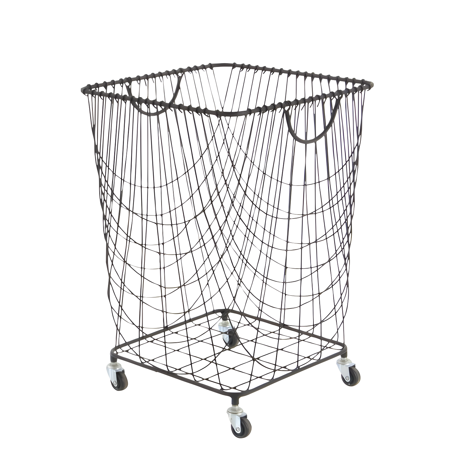 Metal Deep Set Metal Mesh Laundry Basket Storage Cart with Wheels and Handles