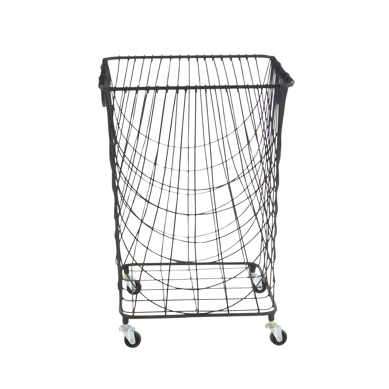Metal Deep Set Metal Mesh Laundry Basket Storage Cart with Wheels and Handles