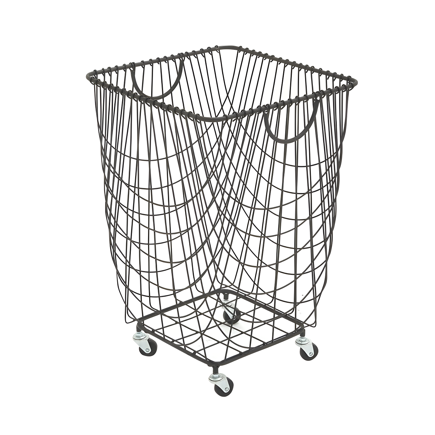 Metal Deep Set Metal Mesh Laundry Basket Storage Cart with Wheels and Handles