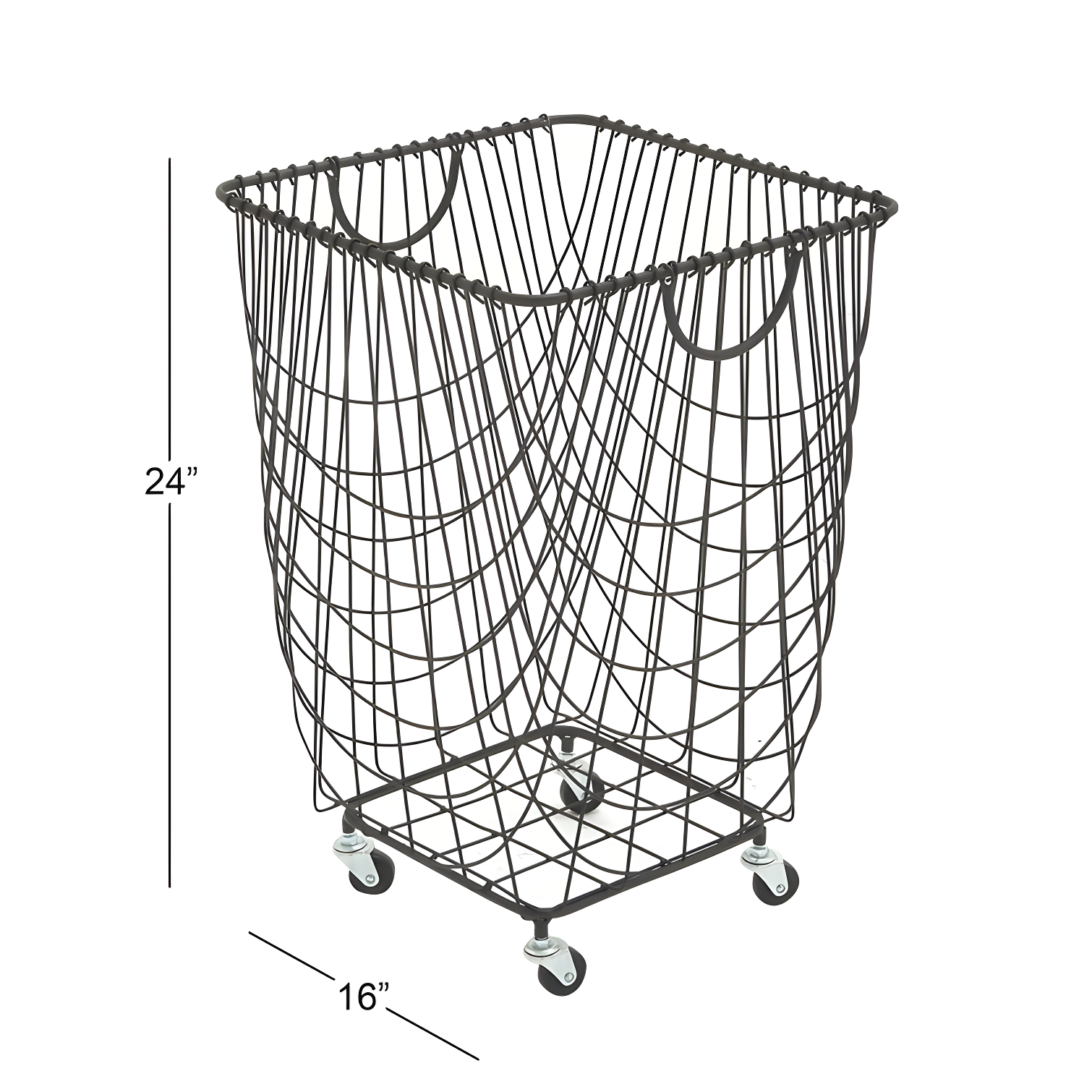 Metal Deep Set Metal Mesh Laundry Basket Storage Cart with Wheels and Handles