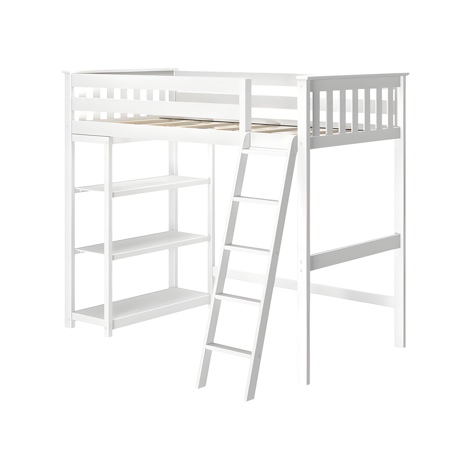 Forbes Twin Pine Loft Bed with Shelves