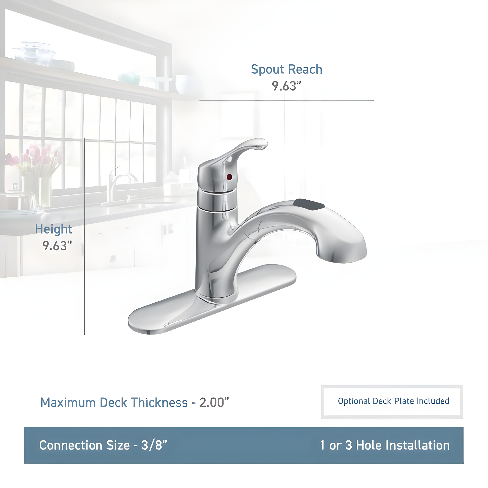MOEN Renzo Spot Resist Stainless 9 in. H Pull Out Sprayer Kitchen Faucet with 360° Spout Swivel and PowerClean