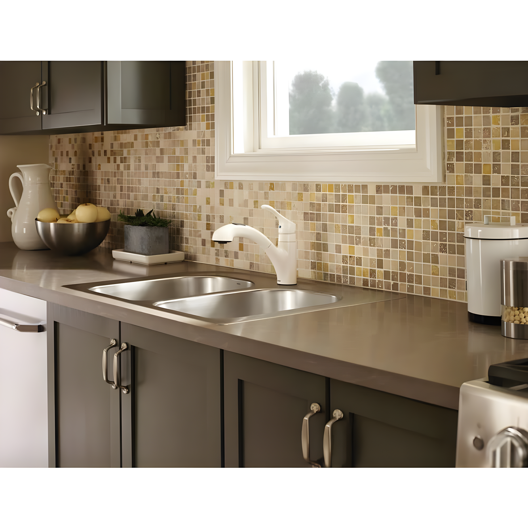 MOEN Renzo Spot Resist Stainless 9 in. H Pull Out Sprayer Kitchen Faucet with 360° Spout Swivel and PowerClean