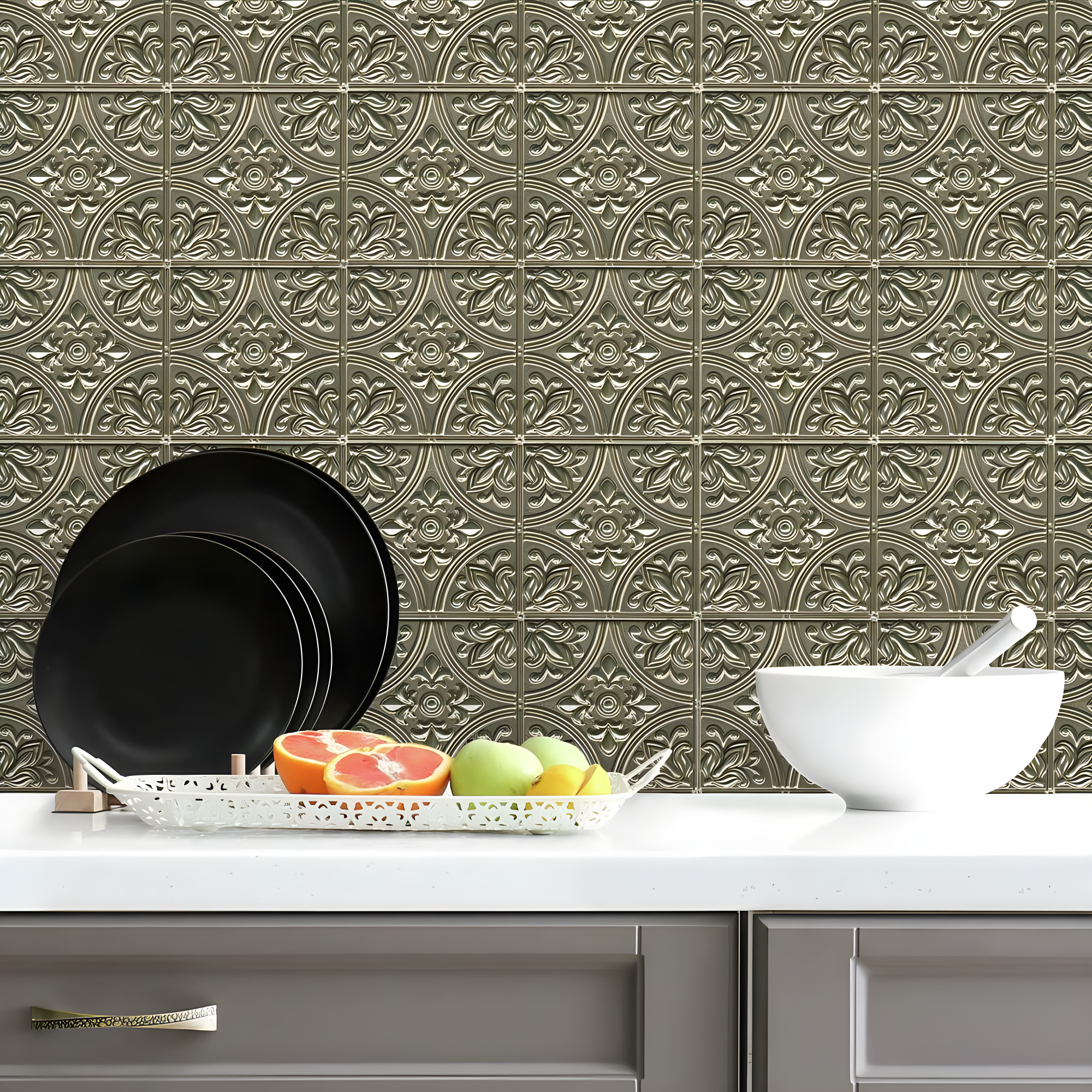 10.5'' W x 10.5'' L PVC Peel and Stick Field Tile
