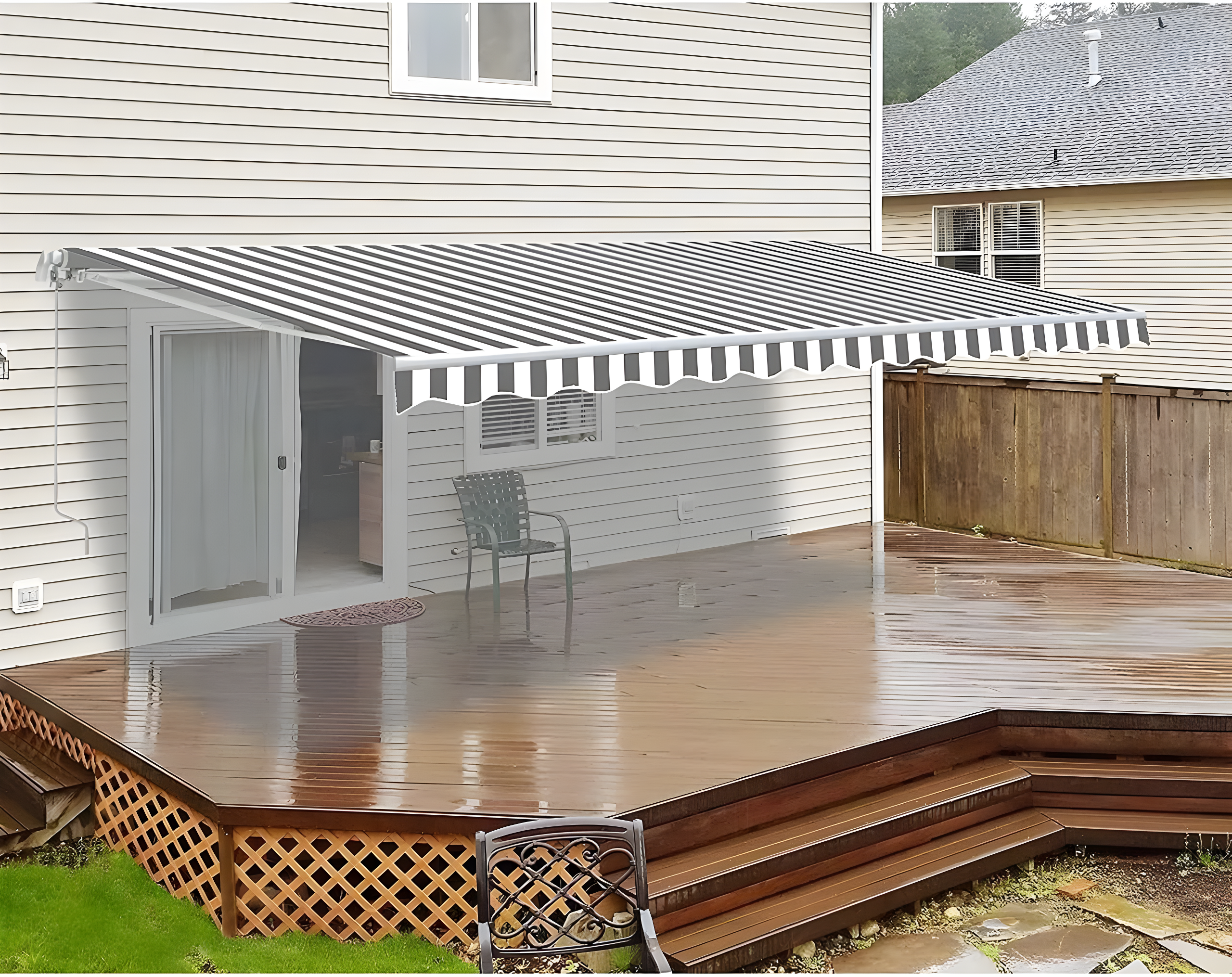 Retractable Patio Awning - White Frame