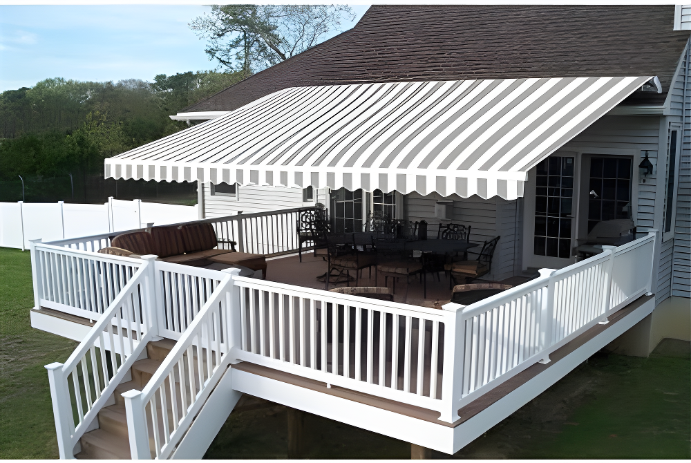 Retractable Patio Awning - White Frame