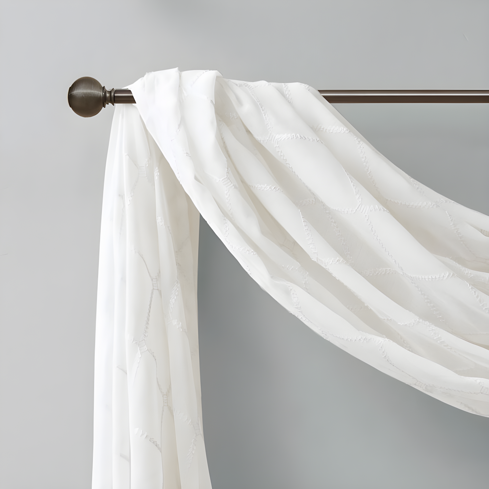Madison Park Irina Solid Sheer Embroidered Window Scarf