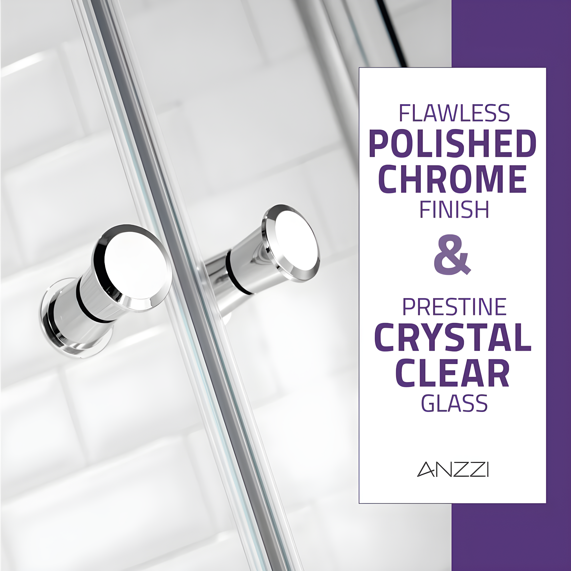 ANZZI Mare Series 35.2'' W 76'' H Framed Round Reversible Shower Enclosure SD-AZ050-01CH