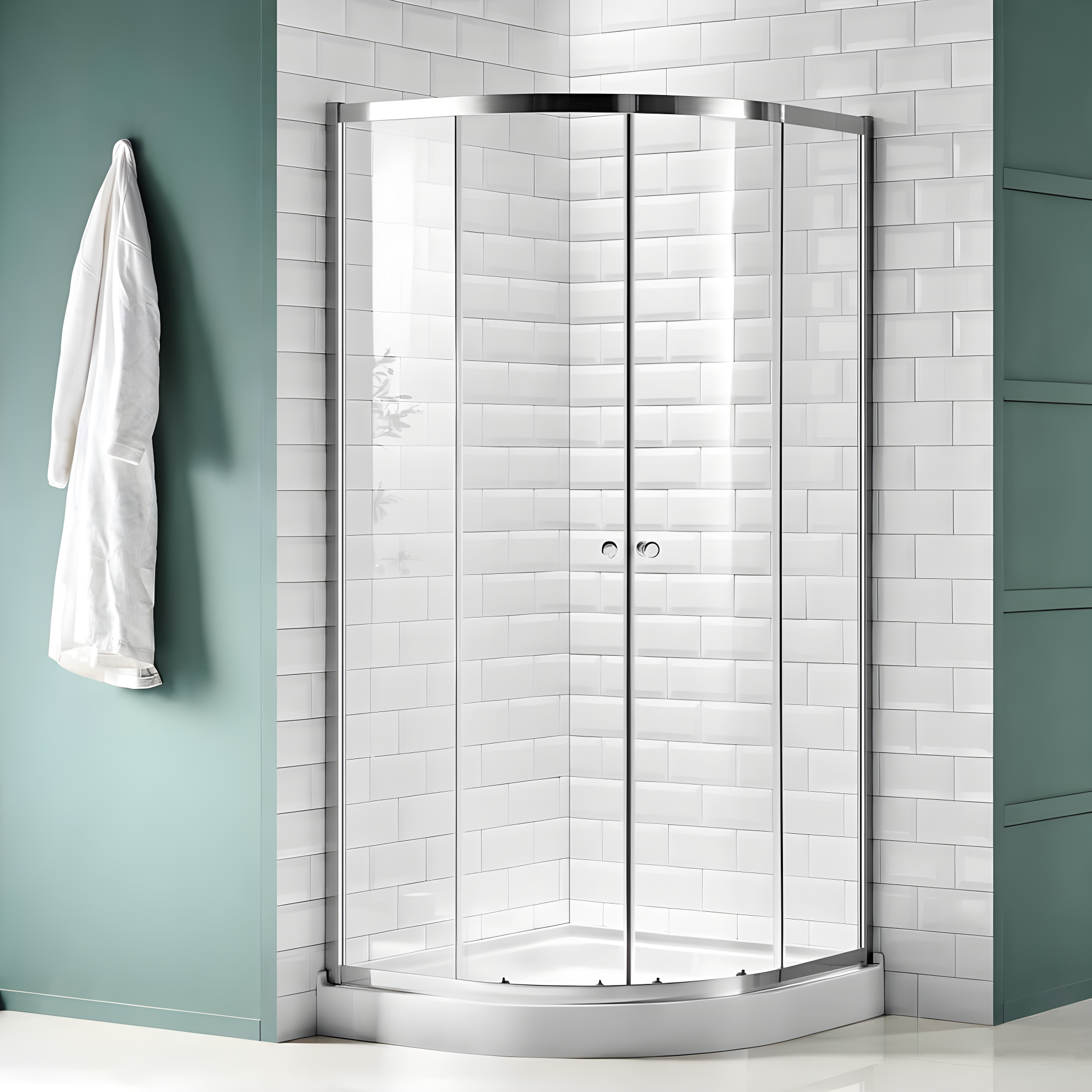 ANZZI Mare Series 35.2'' W 76'' H Framed Round Reversible Shower Enclosure SD-AZ050-01CH