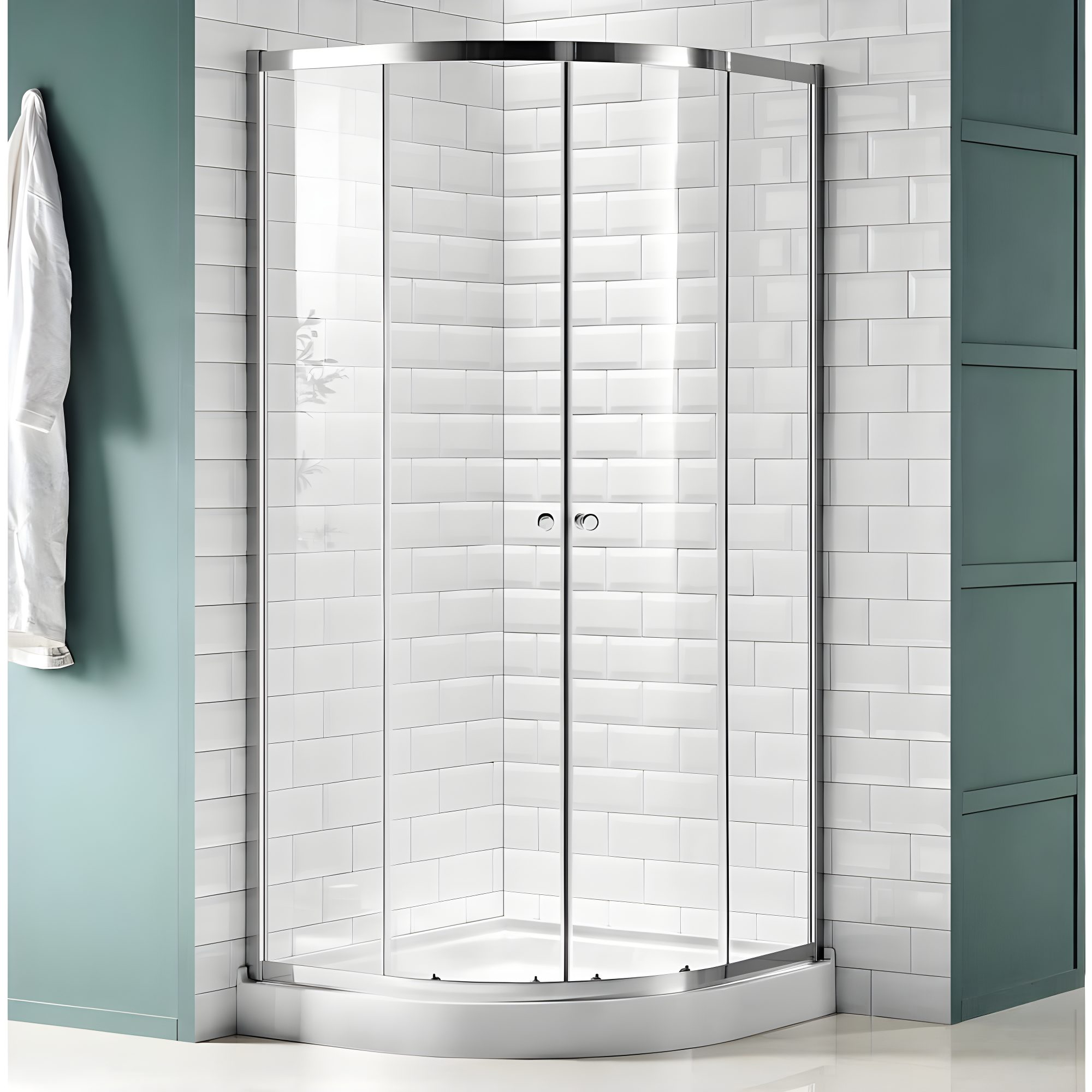 ANZZI Mare Series 35.2'' W 76'' H Framed Round Reversible Shower Enclosure SD-AZ050-01CH