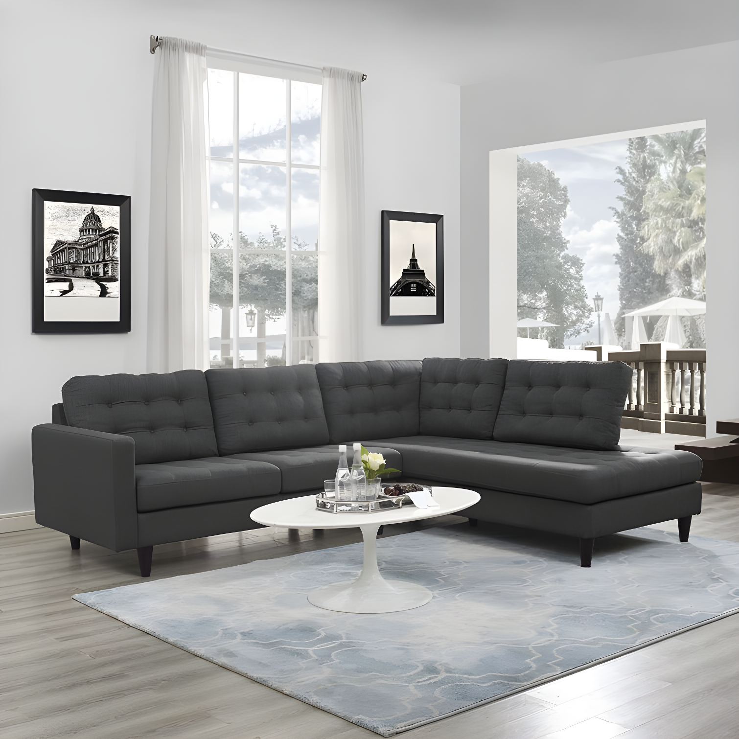 Modway Empress 2 Piece Upholstered Fabric Sectional