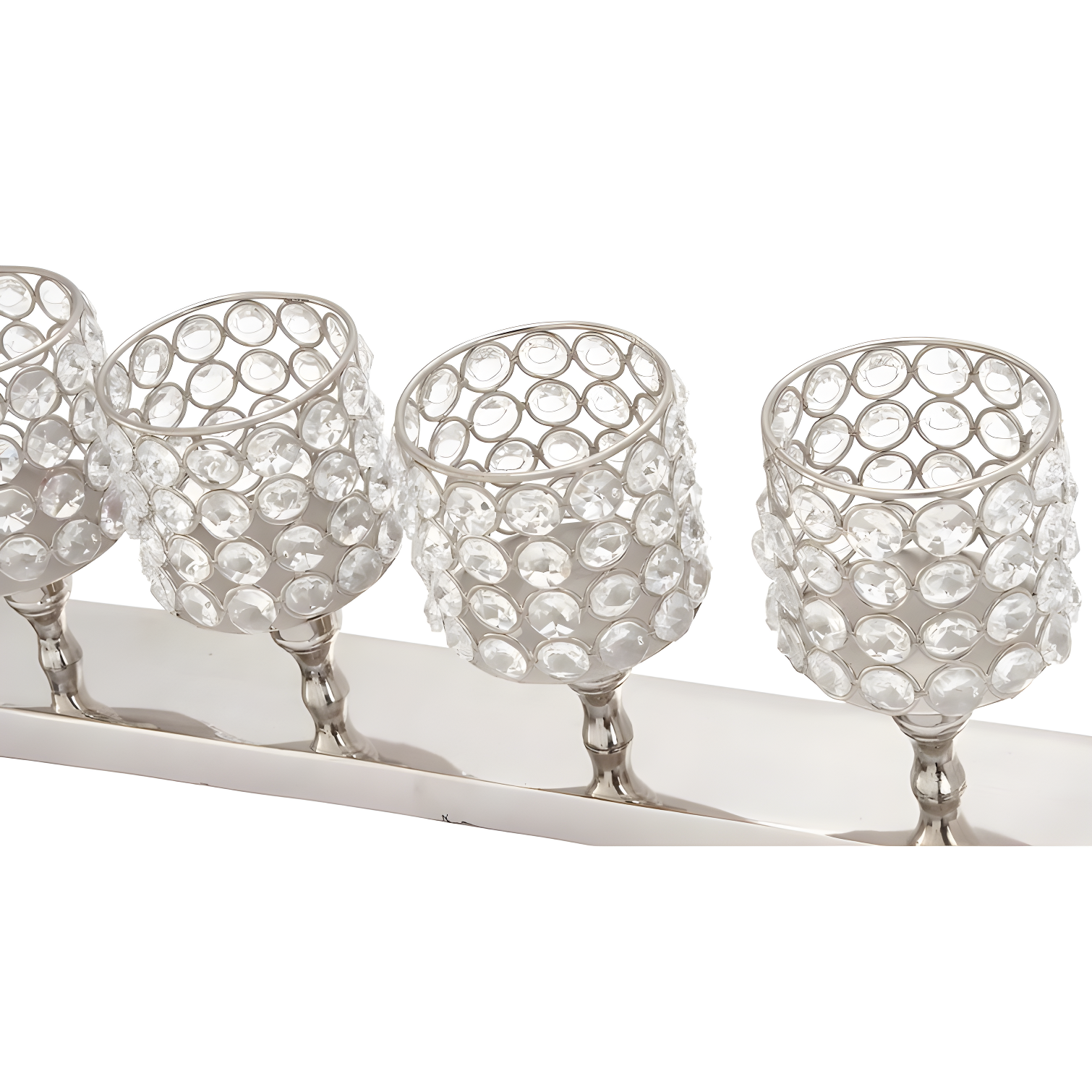 House of Hampton® Aluminum Metal Pillar 5 Crystal Sleeve Decorative Silver Candelabra