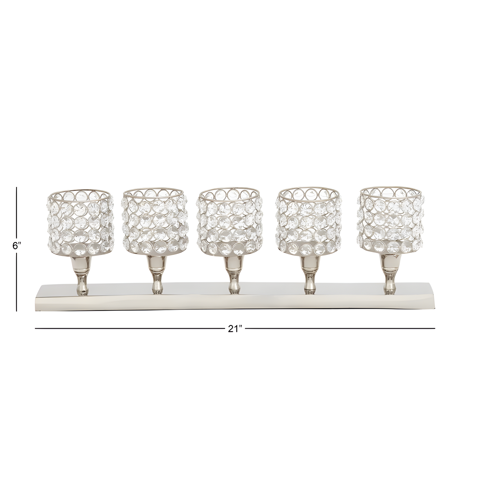 House of Hampton® Aluminum Metal Pillar 5 Crystal Sleeve Decorative Silver Candelabra