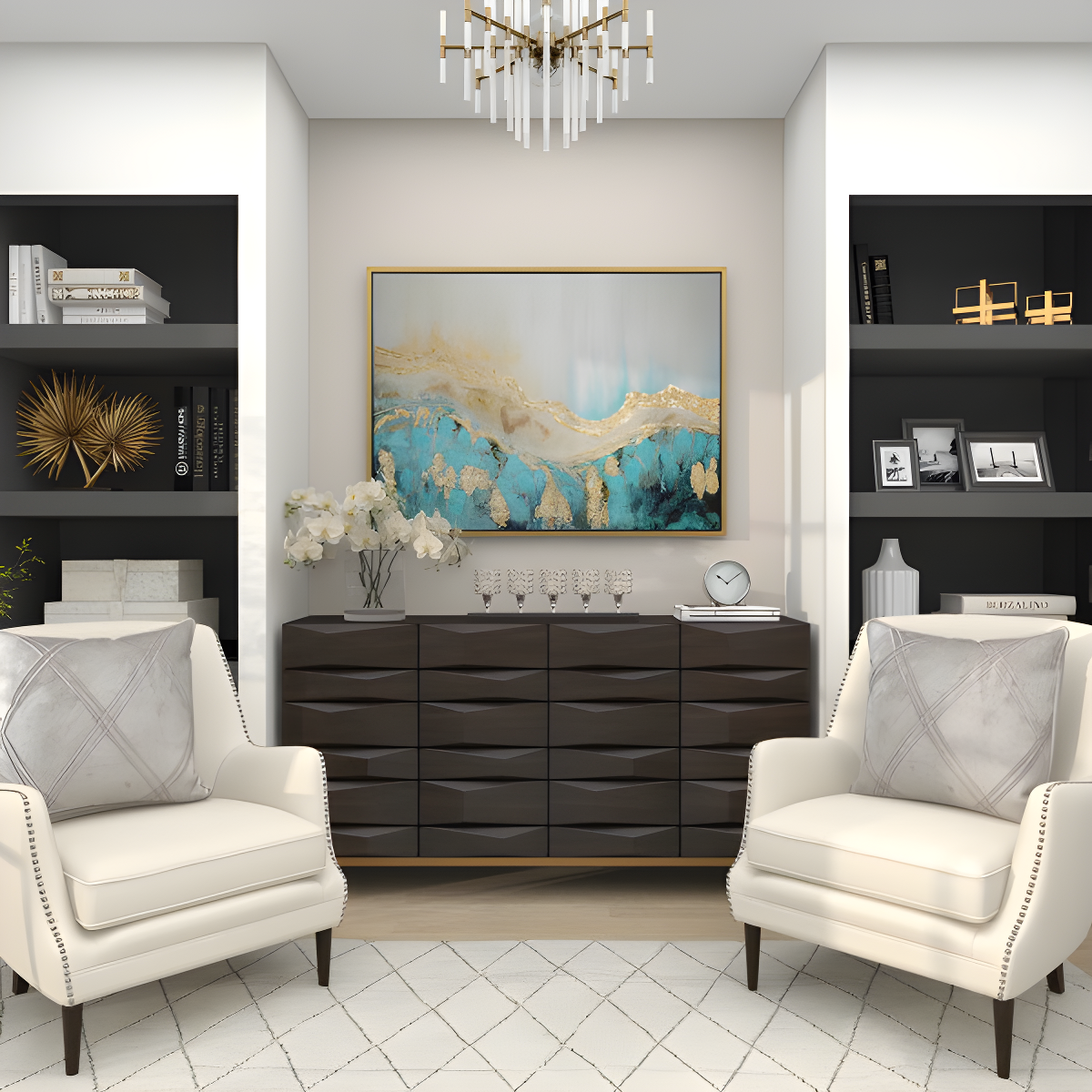 House of Hampton® Aluminum Metal Pillar 5 Crystal Sleeve Decorative Silver Candelabra