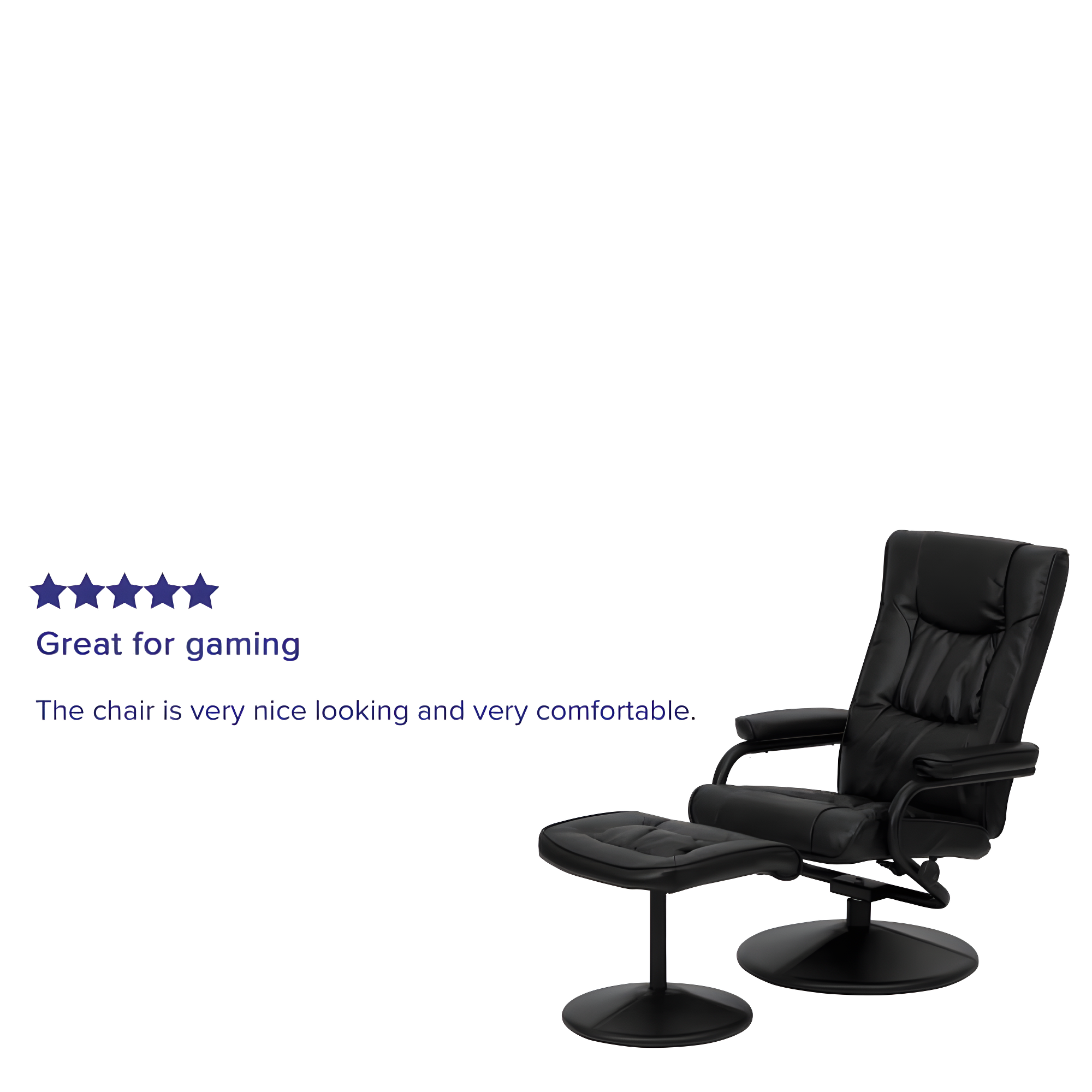 Flash Furniture Rachel Contemporary Multi-Position LeatherSoft Recliner Chair with Ottoman, Black