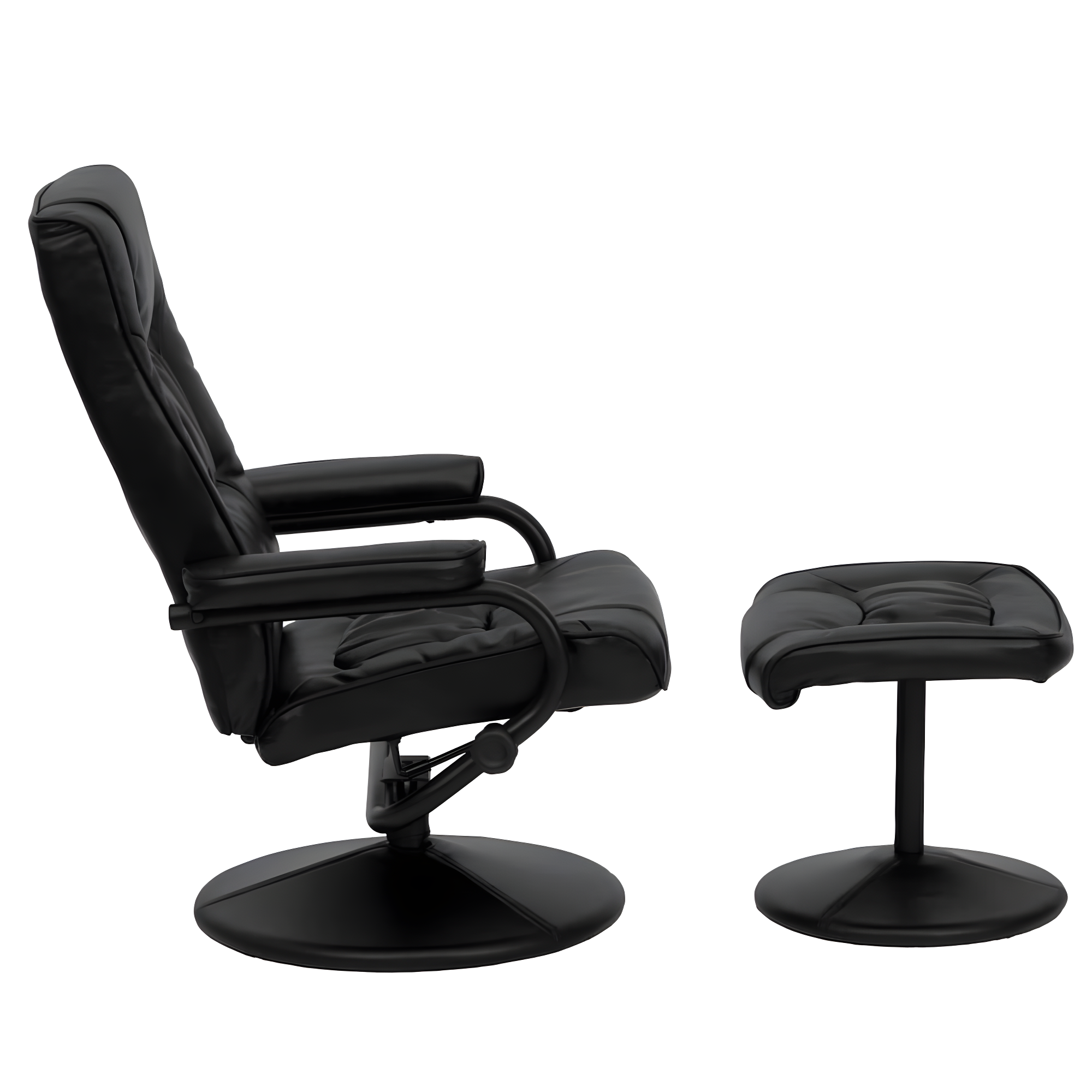Flash Furniture Rachel Contemporary Multi-Position LeatherSoft Recliner Chair with Ottoman, Black