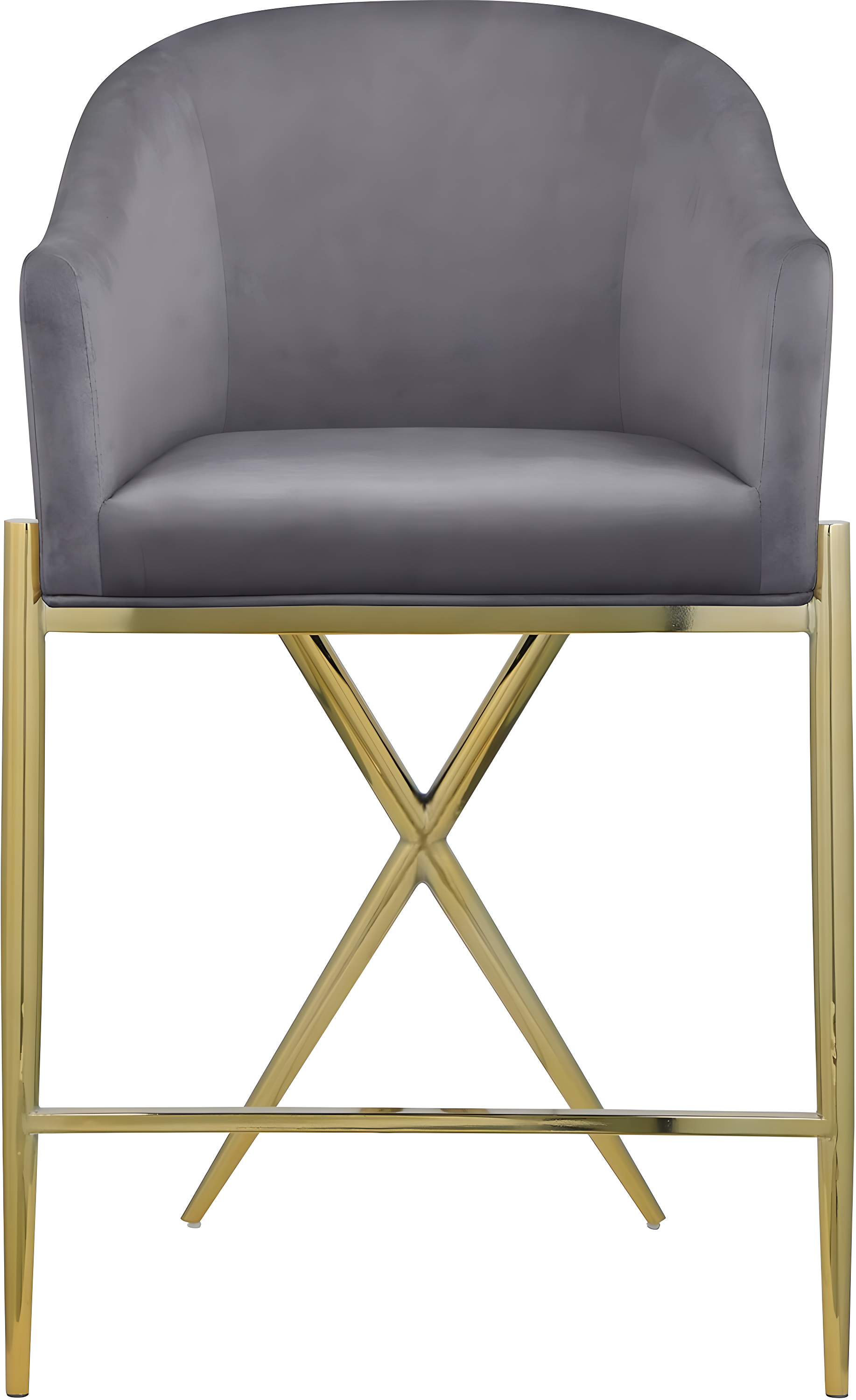 Meridian Furniture Xavier Gray Velvet Counter Stool with Gold Metal Legs