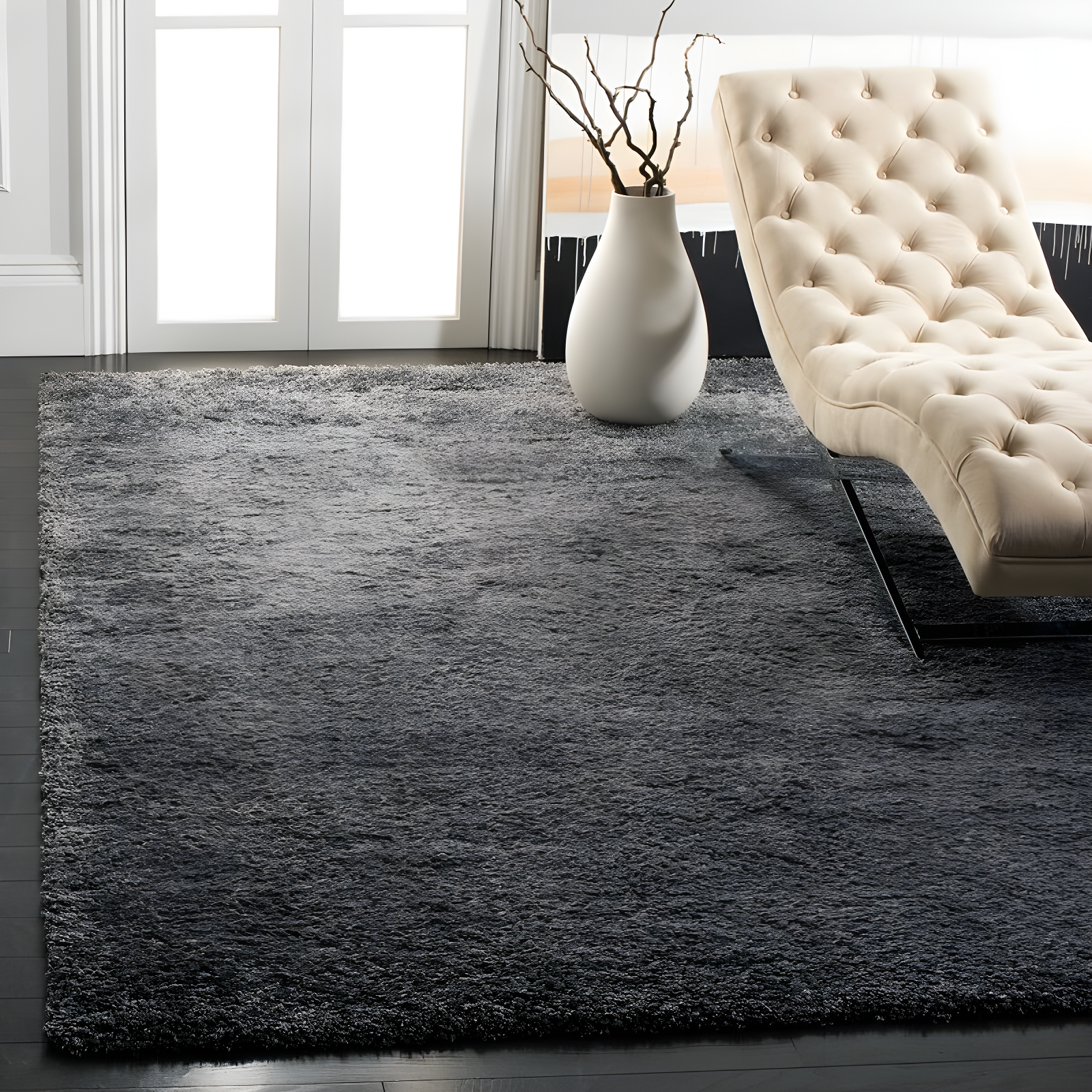 Shag SG151 Power Loomed Indoor Area Rug - Dark Grey - 6'7"x9'6" - Safavieh.