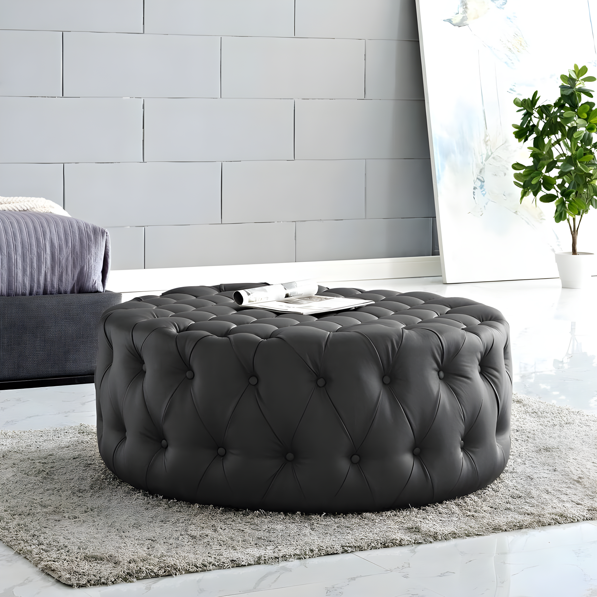 Modway Copper Grove Harrison Blue Amour Fabric Ottoman
